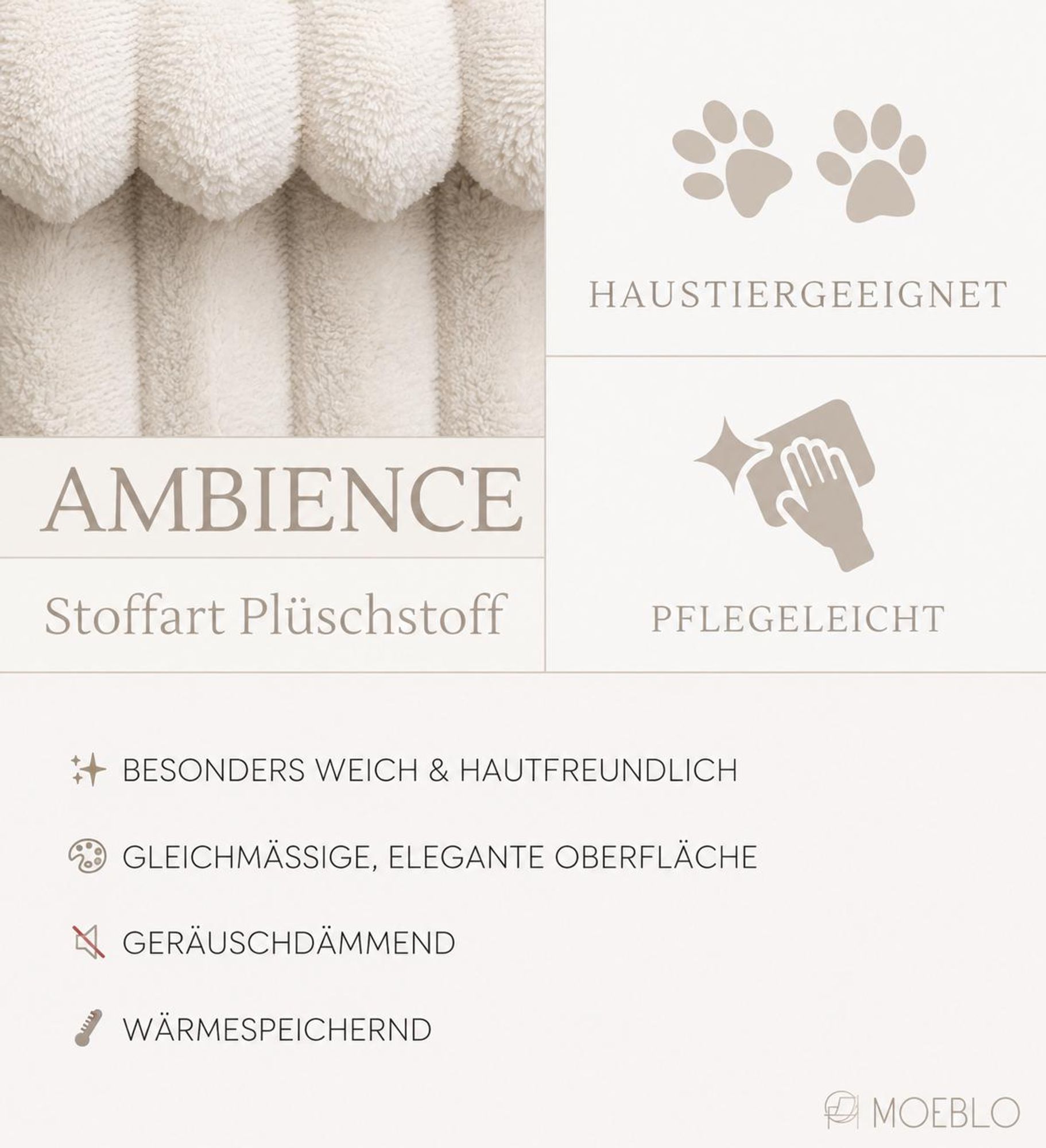 MOEBLO Boxspringbett Bett 04 – Boxspringbett aus Cord, Polsterbett Kontinentalbett Doppelbett mit Bonell-Matratze, Topper und Bettkasten (gepolstertes Kopfteil, Boxspring) - 160 x 200 - Ambience 02 Creme