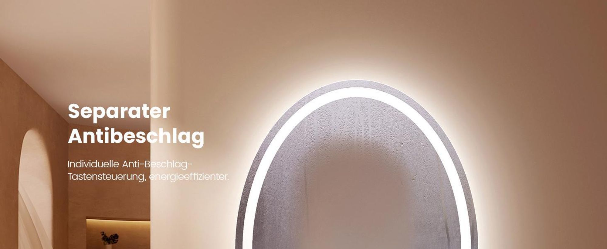 EMKE Badspiegel 60x80 cm Badezimmerspiegel mit 3 Lichtfarbe, Badspiegel mit beschlagfrei + dimmbar + Touchschalter Oval LED spiegel