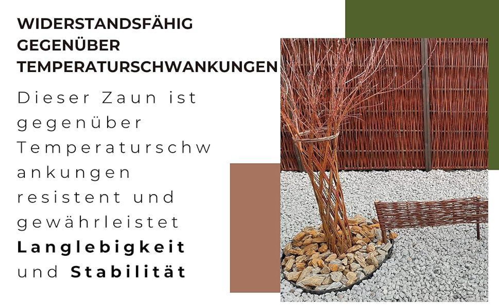 Beetbegrenzung aus Weide ( H 20 x B 120 cm 5 Stück) Palisade aus Weide, Beeteinfassung Weide in Vielen Größen, Natürlicher Weidenzaun