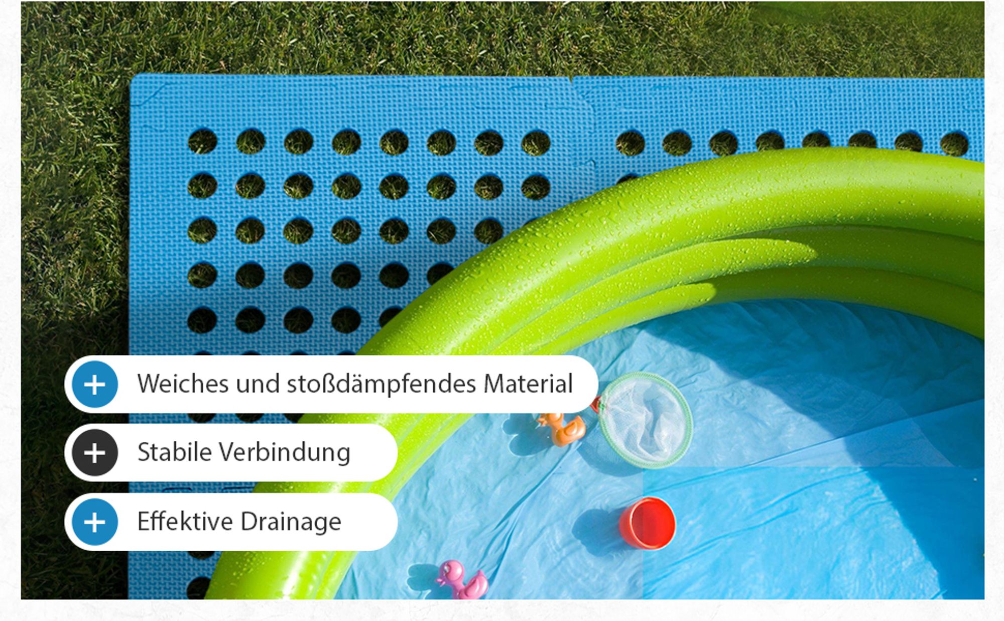 Meisterhome 36 Stück Bodenschutzmatte Pool Unterlegmatte Poolmatte Bodenschutz Matte für den Pool - 40 x 40 x 1 cm - Whirlpool Plantschbecken – Blau