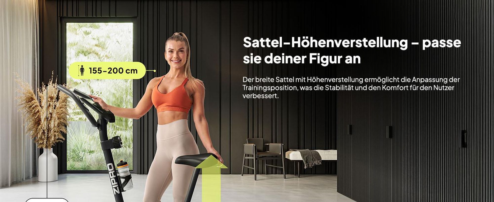 Zipro Heimtrainer Fahrrad Beat RS – Magnetisches Fitnessbike mit 6kg Schwungmasse – Leiser Hometrainer bis 120kg – Pulsmessung, Flaschenhalter