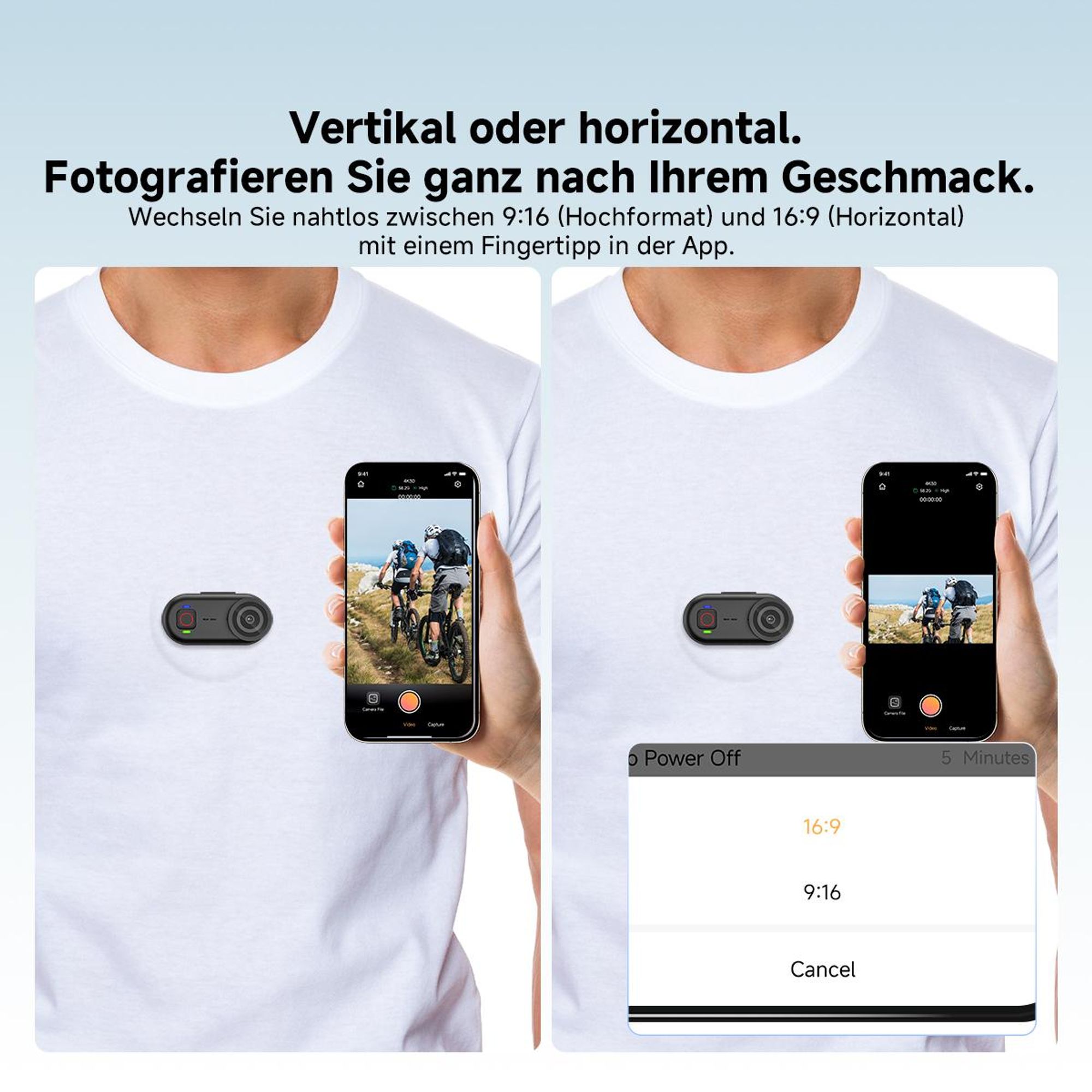 SVBONY SVGo M3 POV Action Kamera, 4K/30fps, 64GB Speicher, 43g Ultraleichte, Mini Bodycam, IP68 Wasserdicht bis 10m, 300 Min Akkulaufzeit, WLAN App