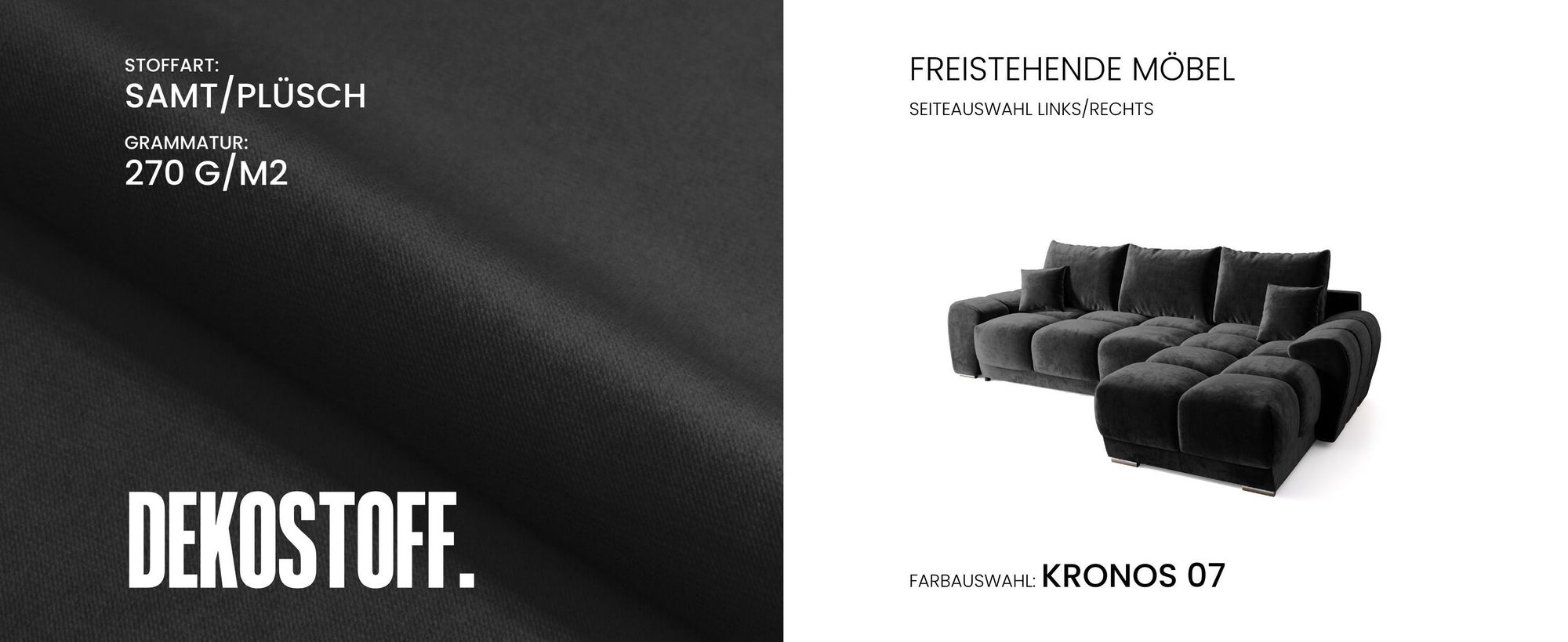 BroMARKT Ecksofa NUBES Schlaffunktion Bettkasten L-Form 298x184x85cm Graphit