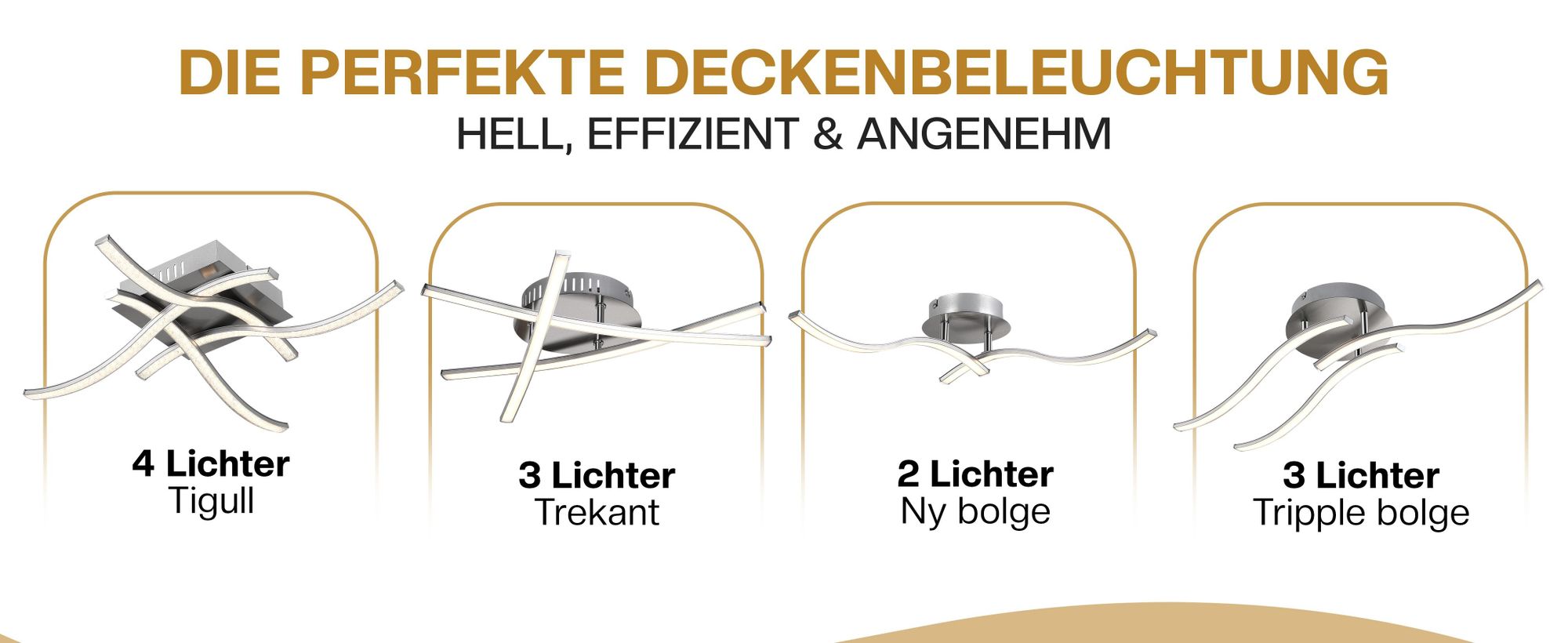 MONZANA® LED Deckenlampe 4 Flammig 15W Diamant Warmweiß Montagematerial Wohnzimmer Schlafzimmer Büro Flur Küche Lampe Leuchte Deckenleuchte Silber