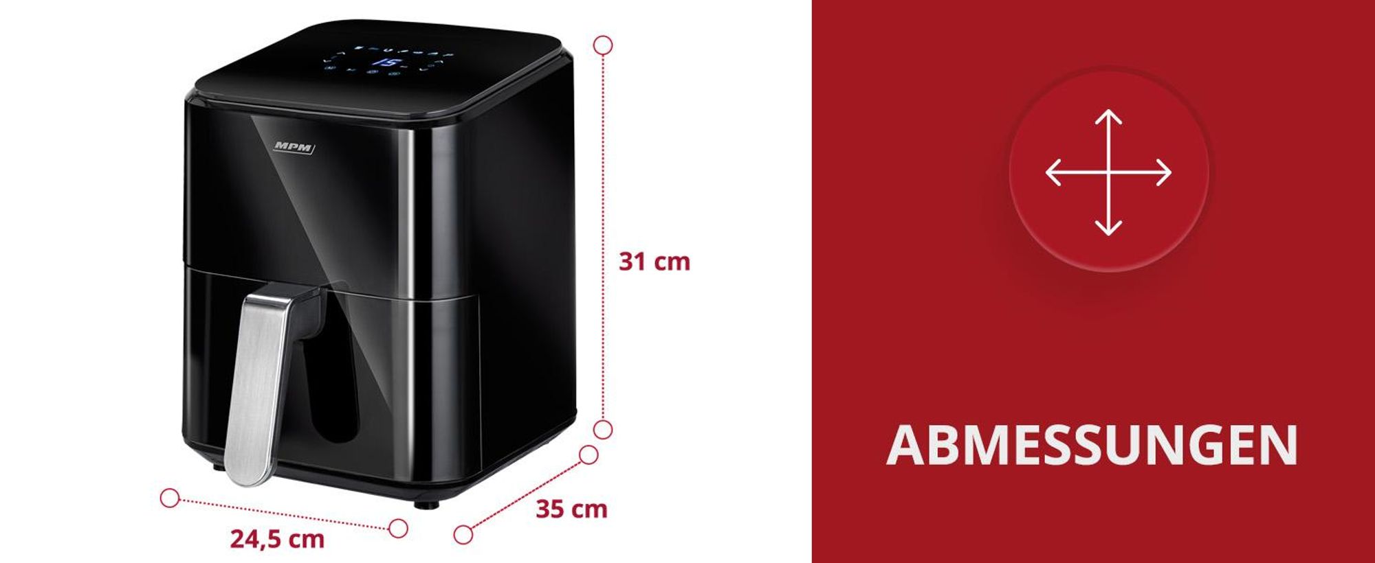 Heißluftfritteuse ohne Fett – Airfryer 4.5L XL  MPM MFR-11