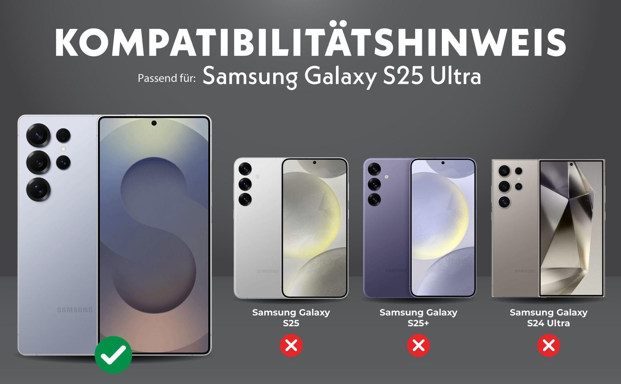 Kompatibilitätshinweise Linsenprotektoren für Samsung Galaxy S25 Ultra