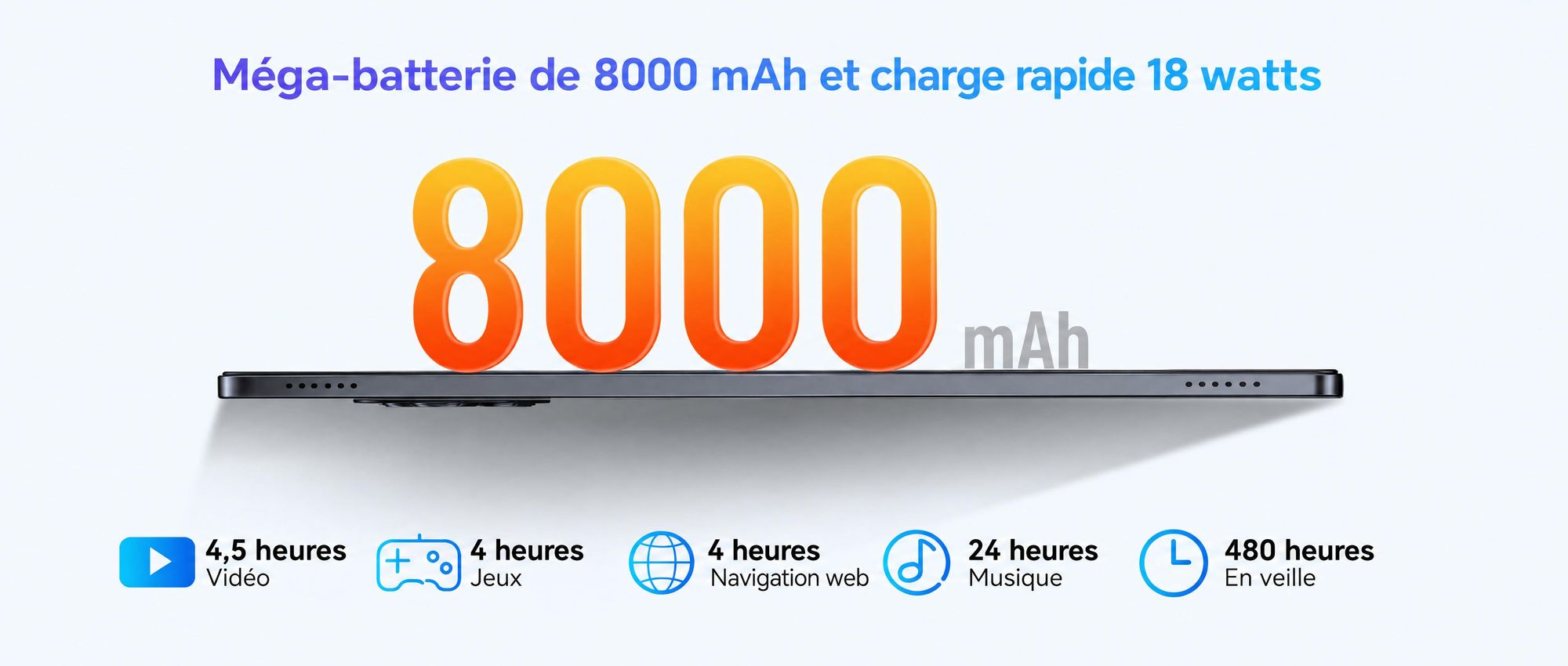 BESTTAB W90 Tablet 11 pouces Android 15, 256GB de mémoire, 1920x1200 pixels, Android 15, 24(8+16) GB RAM, 5G WiFi, Bluetooth, batterie 8000 mAh,