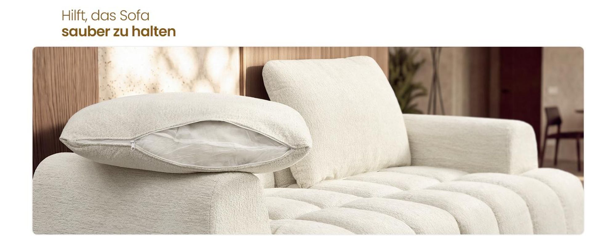 VASAGLE Modulares 2-Sitzer Sofa, Rahmenlose Chenille Couch für Wohnzimmer, 176 x 92 x 85 cm, Weiß