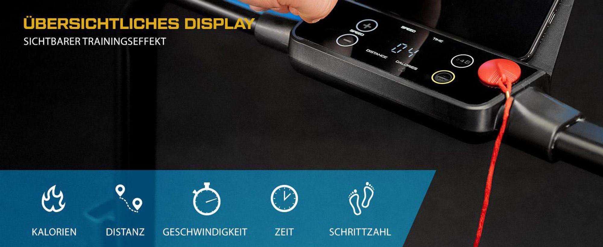 TREX SPORT Laufband für Zuhause klappbar elektrisch TX-400WP EXILE | Home-Office Walking Pad LED-Anzeige mit Bluetooth, bis 12 km/h, leiser Motor
