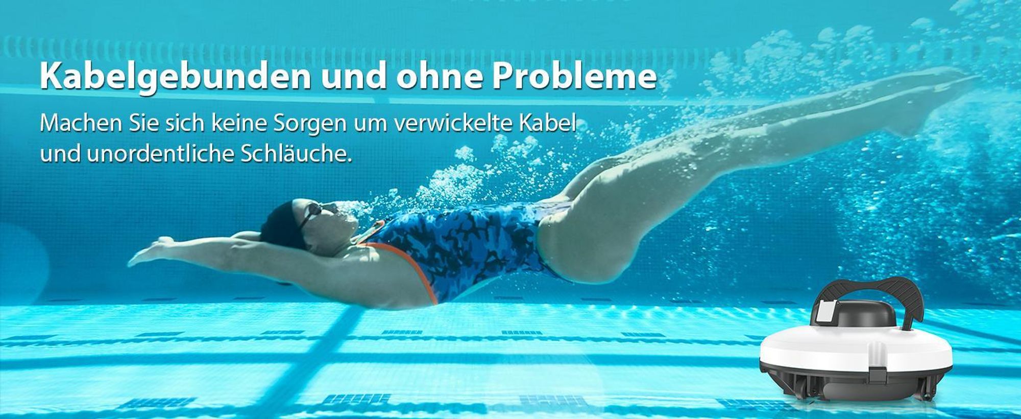 Redkey S100 Kabelloser Poolsauger für Bodenpool, automatischer Poolsauger hält 130 Minuten mit starker Saugkraft, 180μm für oberirdischen/flachen Pool