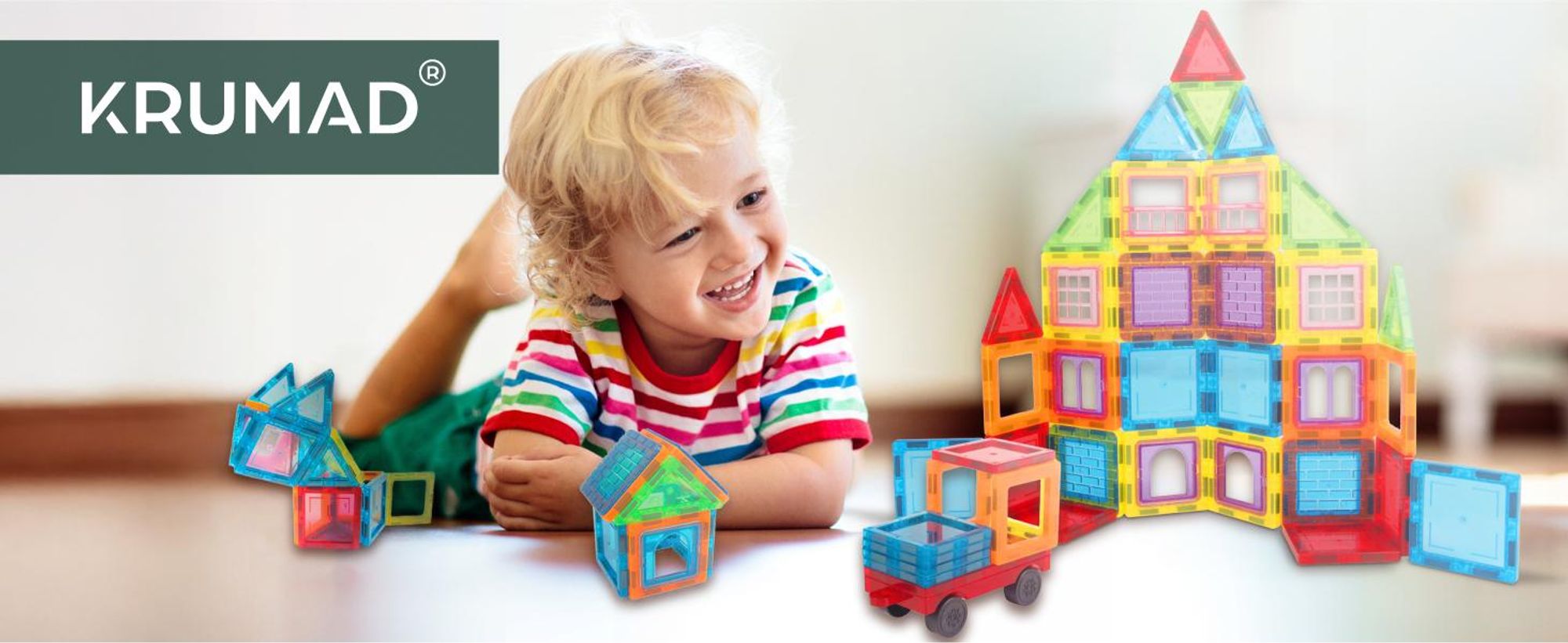 KRUMAD Magnetische Bauklötze 45 Teile - Kreatives Lernspielzeug für Kinder, große Bausteine