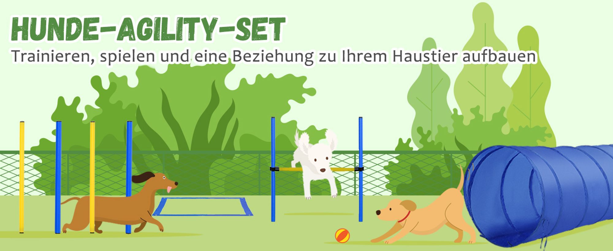 PawHut Hunde-Agility-Trainingsgeräte, Hunde-Agility-Parcours, Hund Agility Set