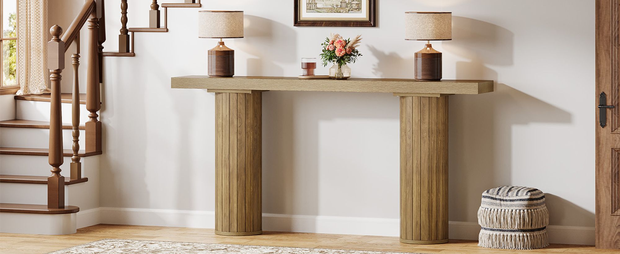 Tribesigns 160 cm Extra Langer Konsolentisch, rechteckiger Foyertisch Sofatisch aus Holz hinter der Couch, Farmhouse Eingangstisch aus Holz
