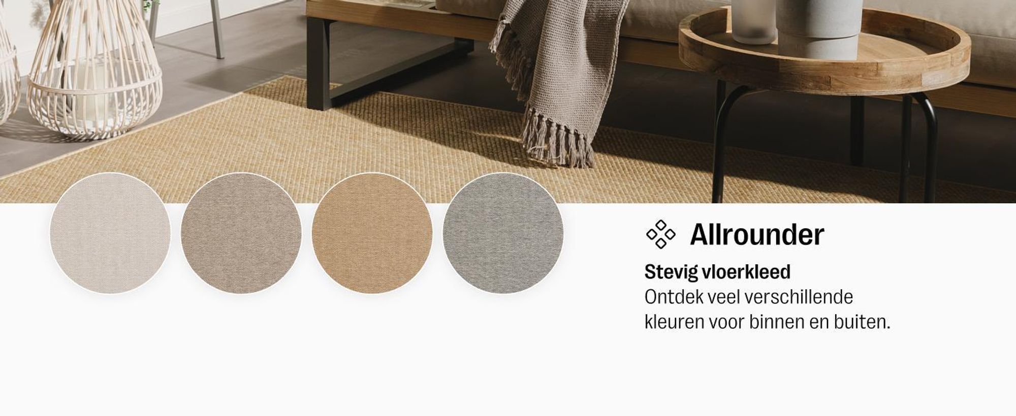 benuta tapijt voor binnen en buiten Iowa Taupe 160x230 cm Tapijt woonkamer Buitentapijt Rechthoekig Effen Modern Korte pool Scandinavisch