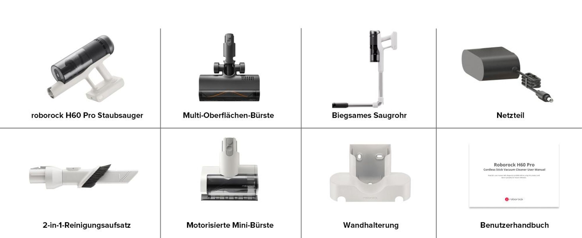 Roborock H60 Pro Handstaubsauger, Akku-Staubsauger 170AW  Saugleistung, 80 Min Laufzeit, 90° flexibles Saugrohr, LED, Anti-Tangle-Bürste für Teppiche