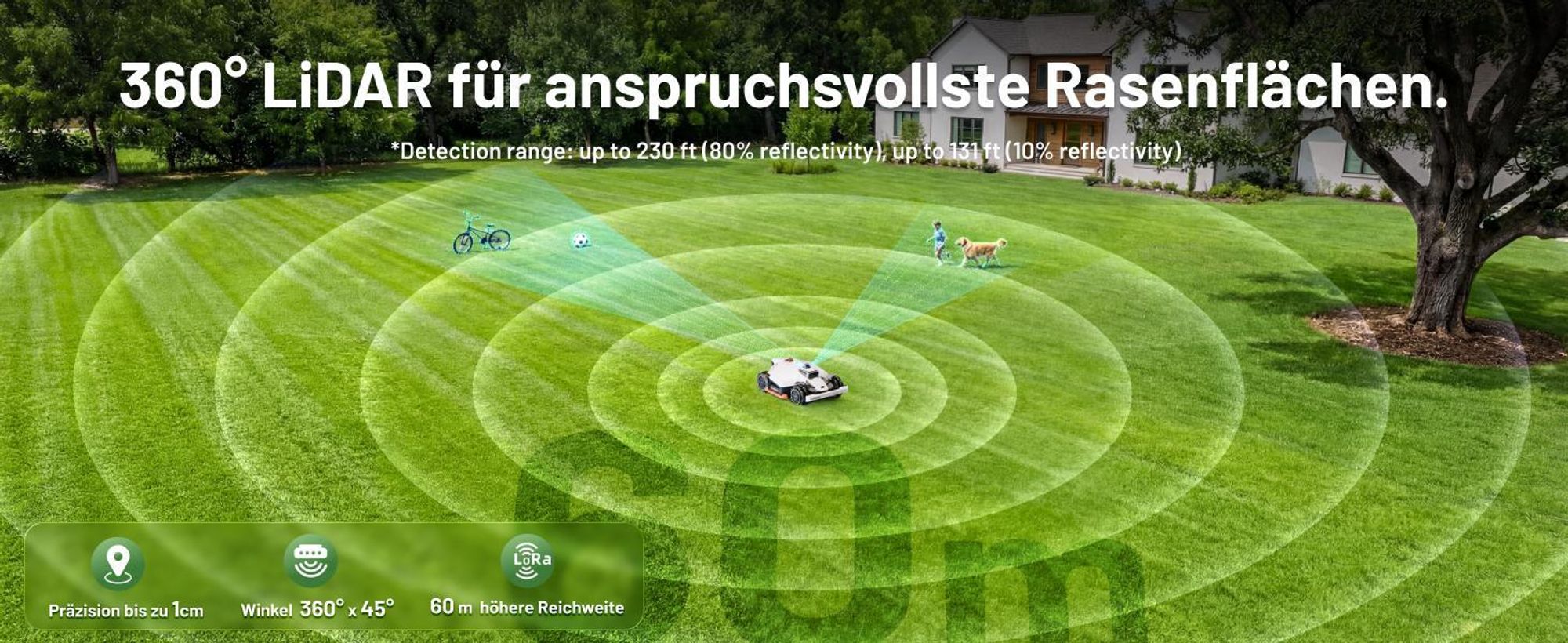 Mammotion LUBA 3 AWD 1500 Mähroboter ohne Begrenzungskabel für 1500m² 360° LiDAR + KI-Vision Rasenmähroboter 80% Steigung bis zu 15 Zonen 4G-Modul APP
