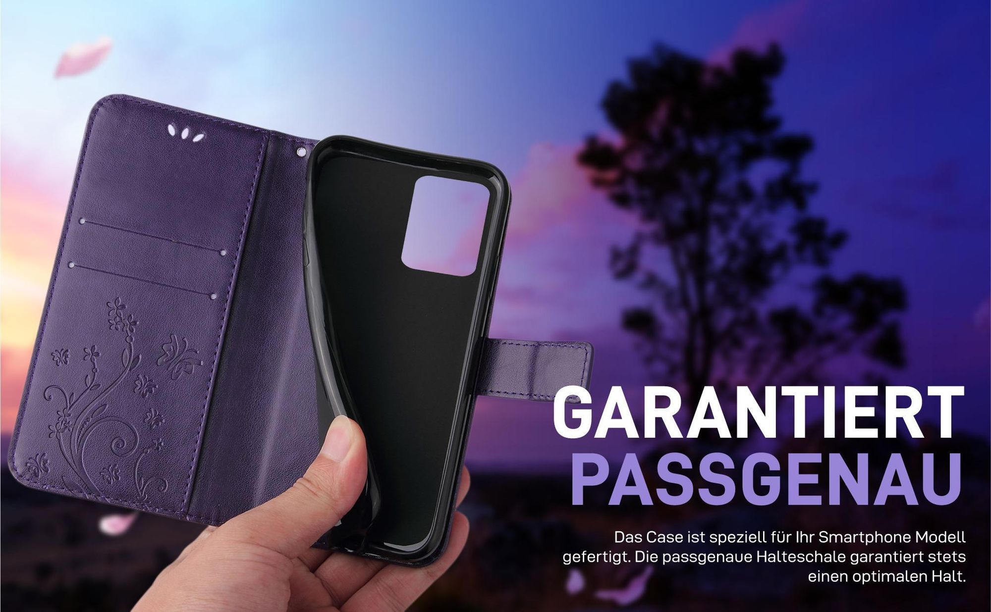 Violette Klapphülle für Xiaomi Redmi 12 mit präziser Passform und sicherem Halt
