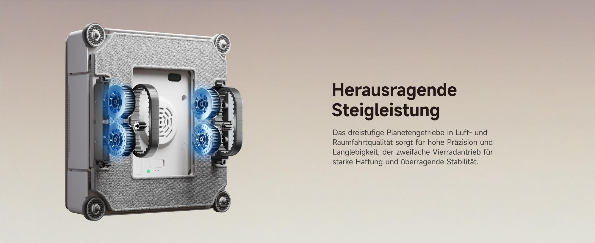 Dreame C1 Station S Kit Fensterputzroboter,Stabil und sicher,Nass-und Trockenreinigung,Dual-Spray,Intelligente Navigation,mobile Station,App,Creme