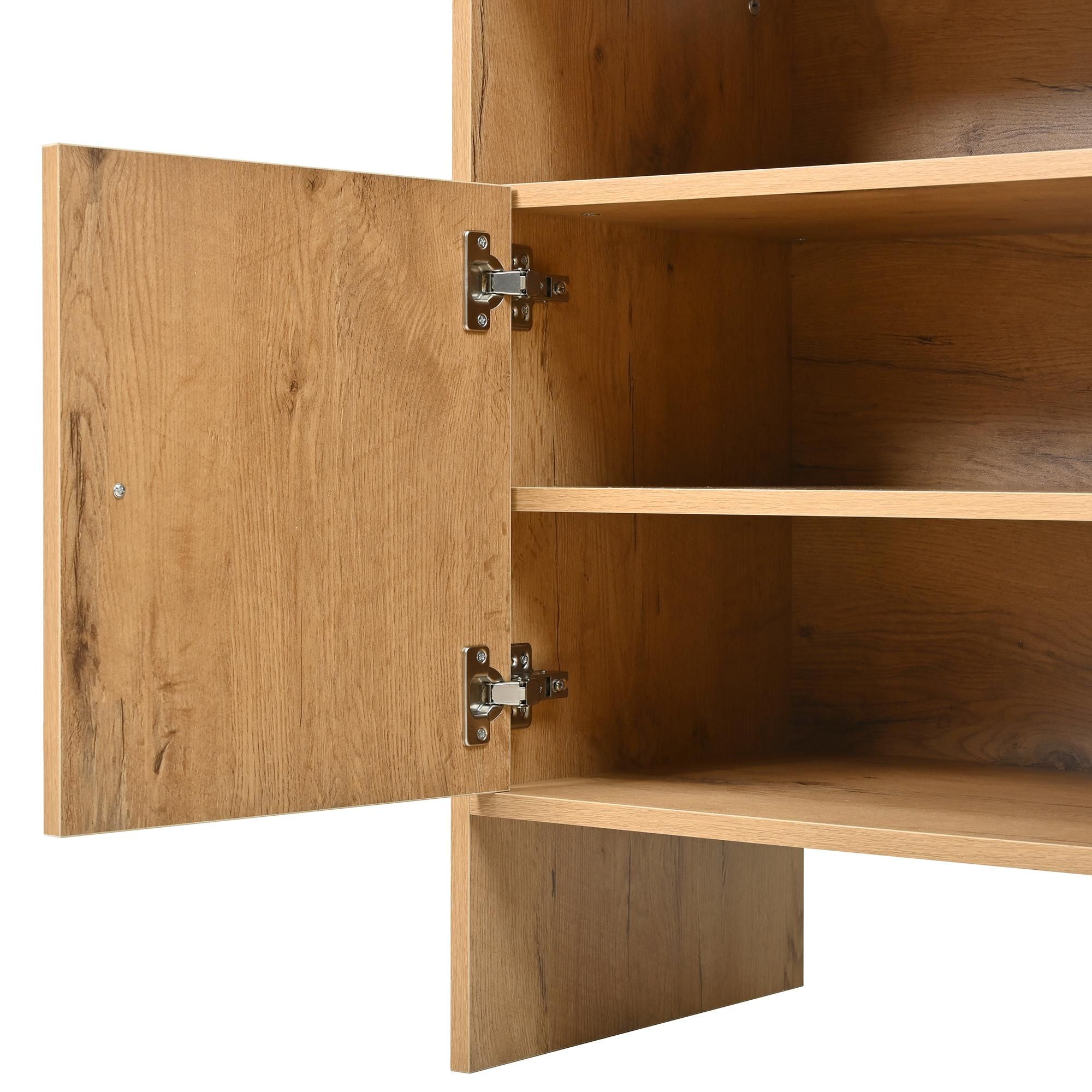 Merax Sideboard Kommode, Küchenschrank mit Rattanfront, 2 Türen, 3 Schubladen, Stauraumschrank für Wohnzimmer & Küche, 105x40x76 cm, Natur