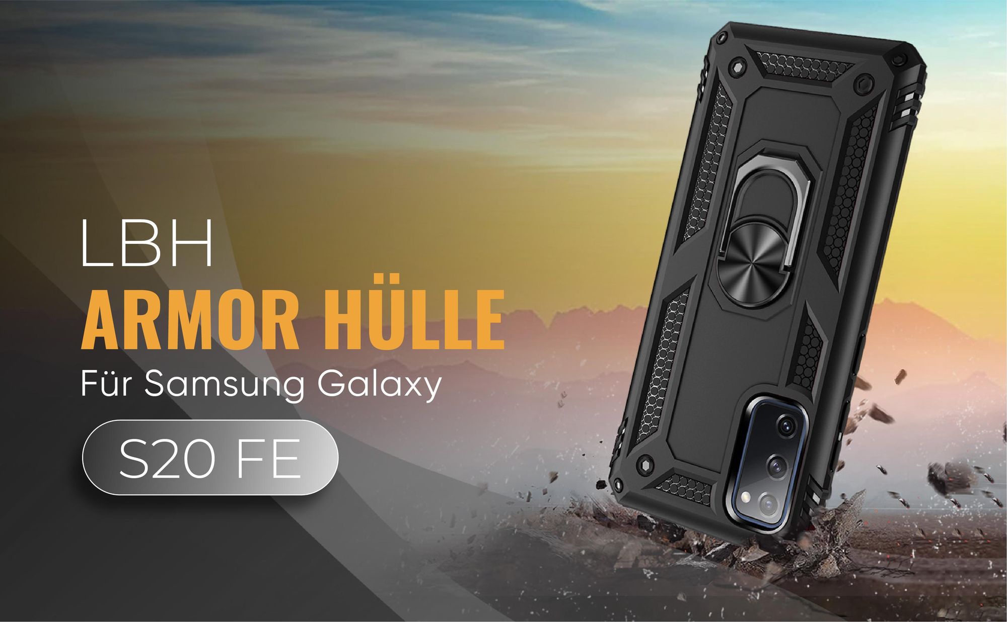 Schwarze Outdoorhülle für Samsung Galaxy S20 FE