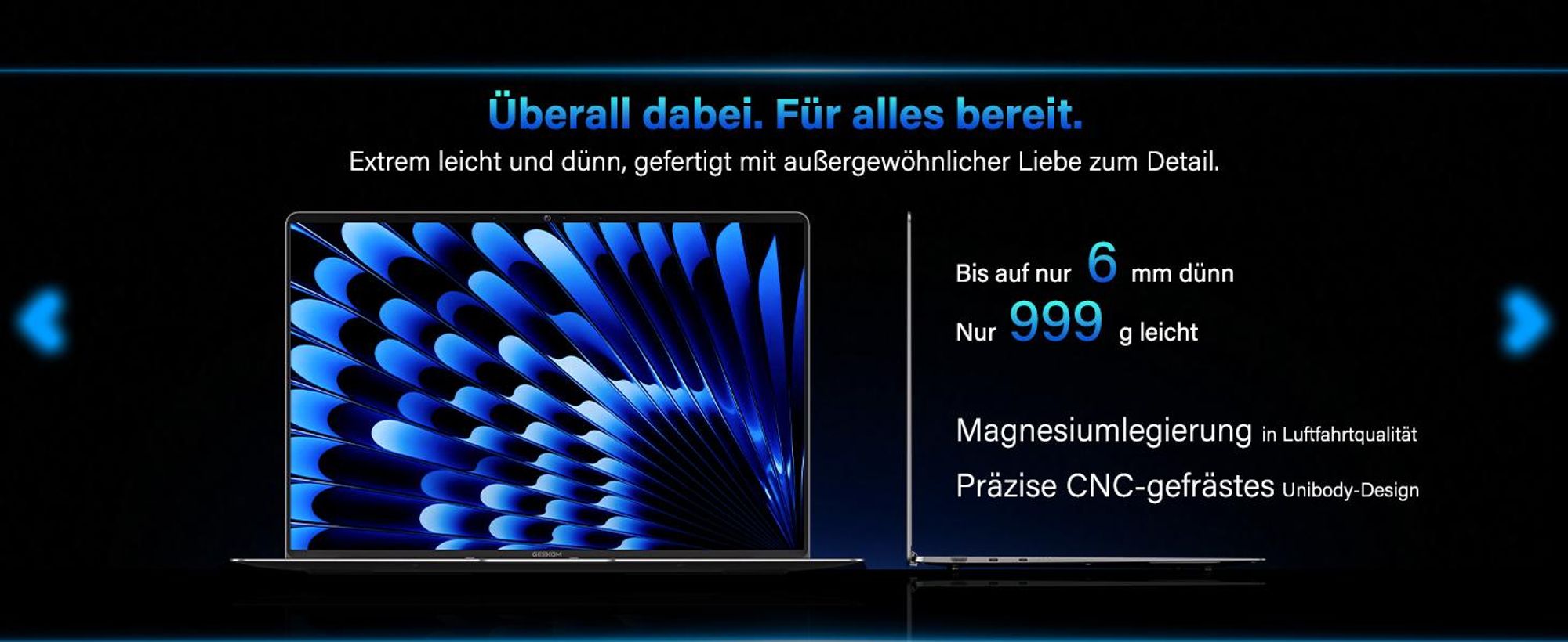 GEEKOM GeekBook X14 Pro Laptop, 999 g Ultraleicht, 14" 2.8K OLED, Ultra 9-185H, 32GB LPDDR5x RAM 7500MT/s, 1TB SSD, 2X USB4, Fingerprint & Webcam