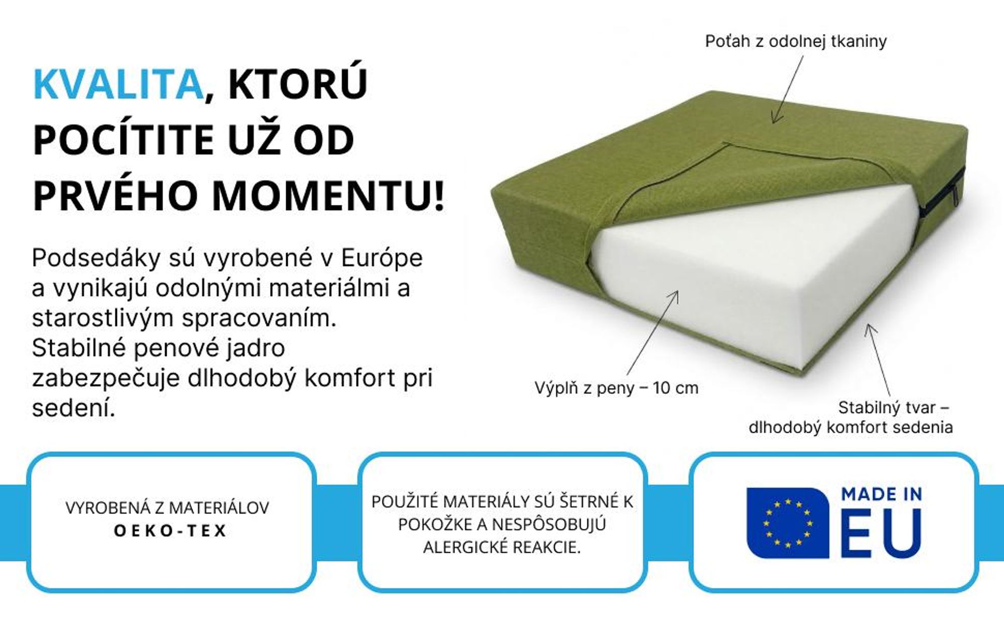 Ergonomický sedací vankúš podsedák zvýšenie so zipsom látkový poťah hrubý na stoličku pohovku