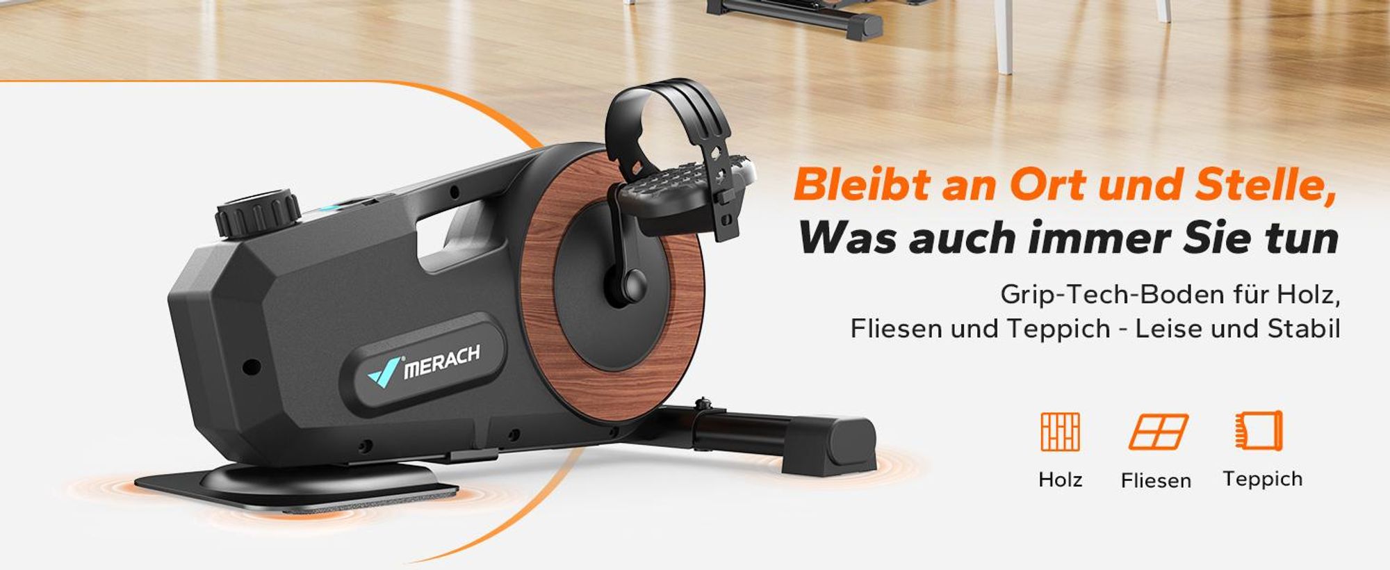 Mini Pedaltrainer – 8-Stufen Magnetwiderstand, leise <5 dB, LCD-Display & Anti-Rutsch-Basis, bis 100 kg, vormontiert, für Senioren & Büro