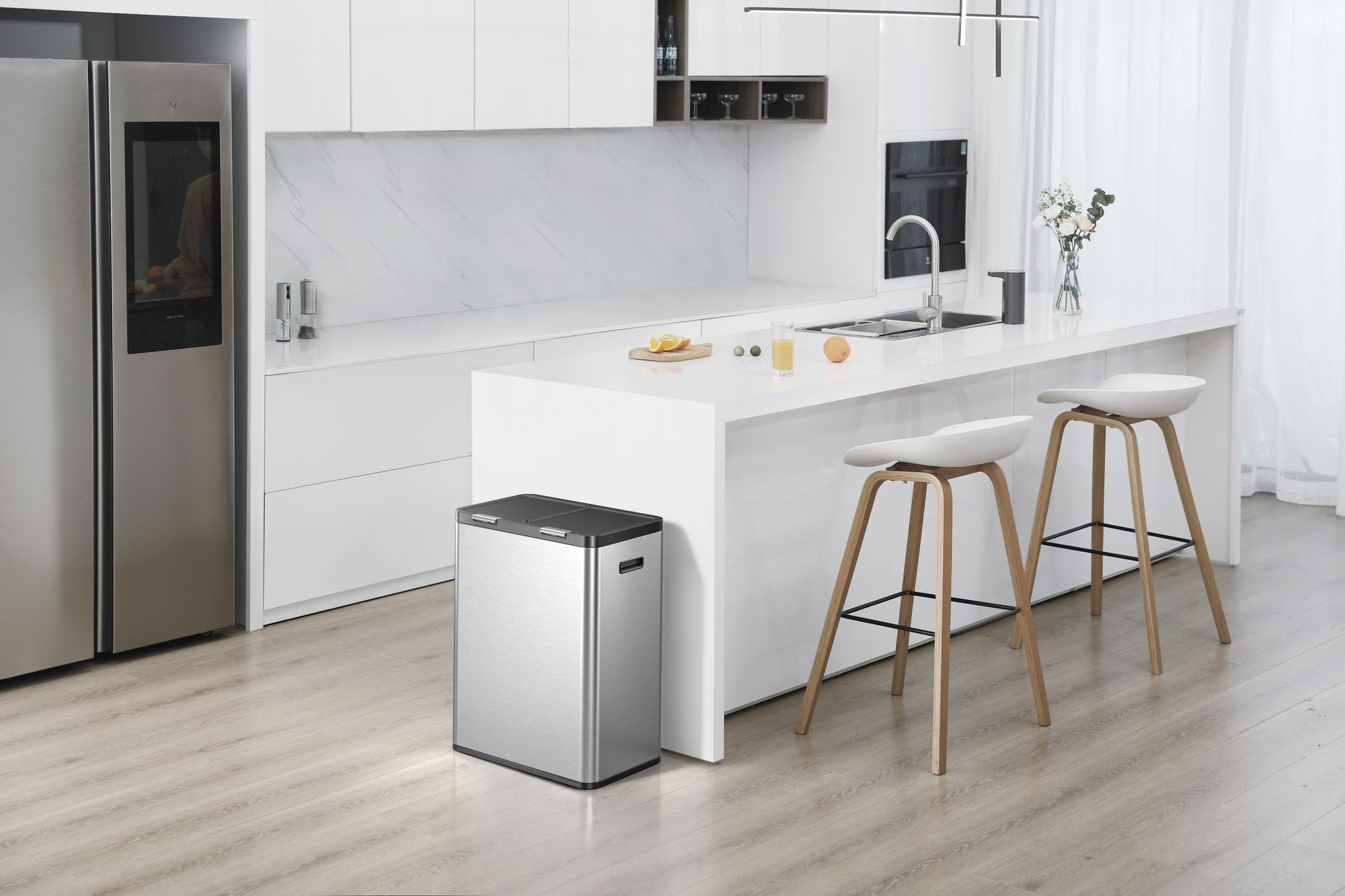 EKO - Essential Touch Recycler 2 30+30 litri - Acciaio inox plastica - Acciaio inox opaco