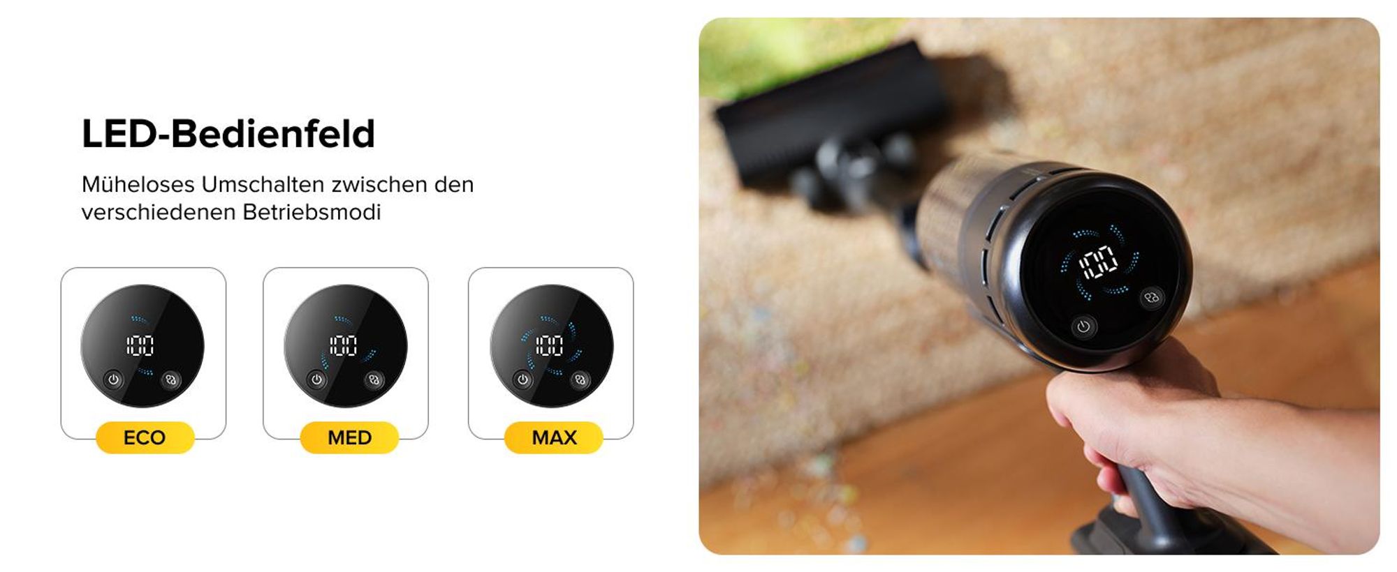 Roborock H60 Ultra Akku Staubsauger, 210AW kraftvolle Saugleistung, 90 Min. Maximale Laufzeit, 90° Flexibler Saugrohr, Staubsauger kabellos