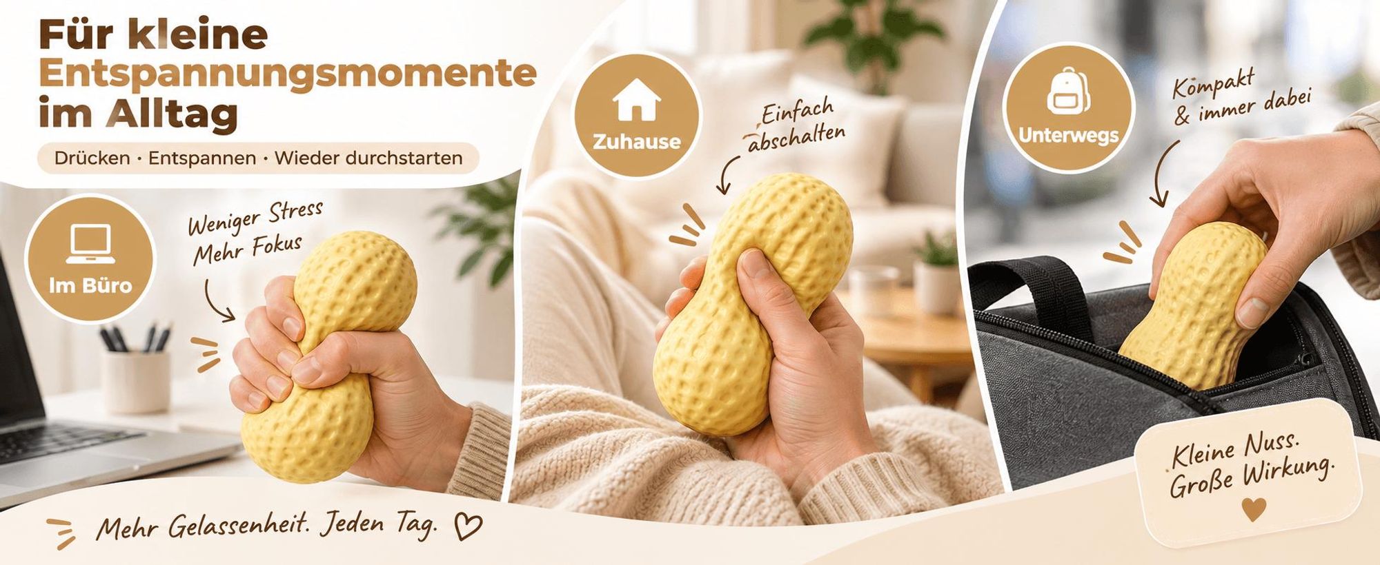 4er Set Erdnuss Squishy, weiches Anti-Stress Quetschspielzeug, Peanut Squeeze Toy, Fidget Spielzeug für Schule Büro Zuhause
