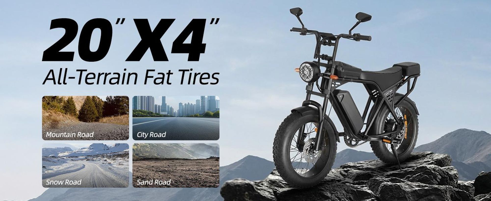 X5 20 Zoll E Bike，MTB E-Bikes mit 48V 15Ah Akku(80km), 25 km/h, NFC, Scheibenbremsen, Federgabel, Rücksitz
