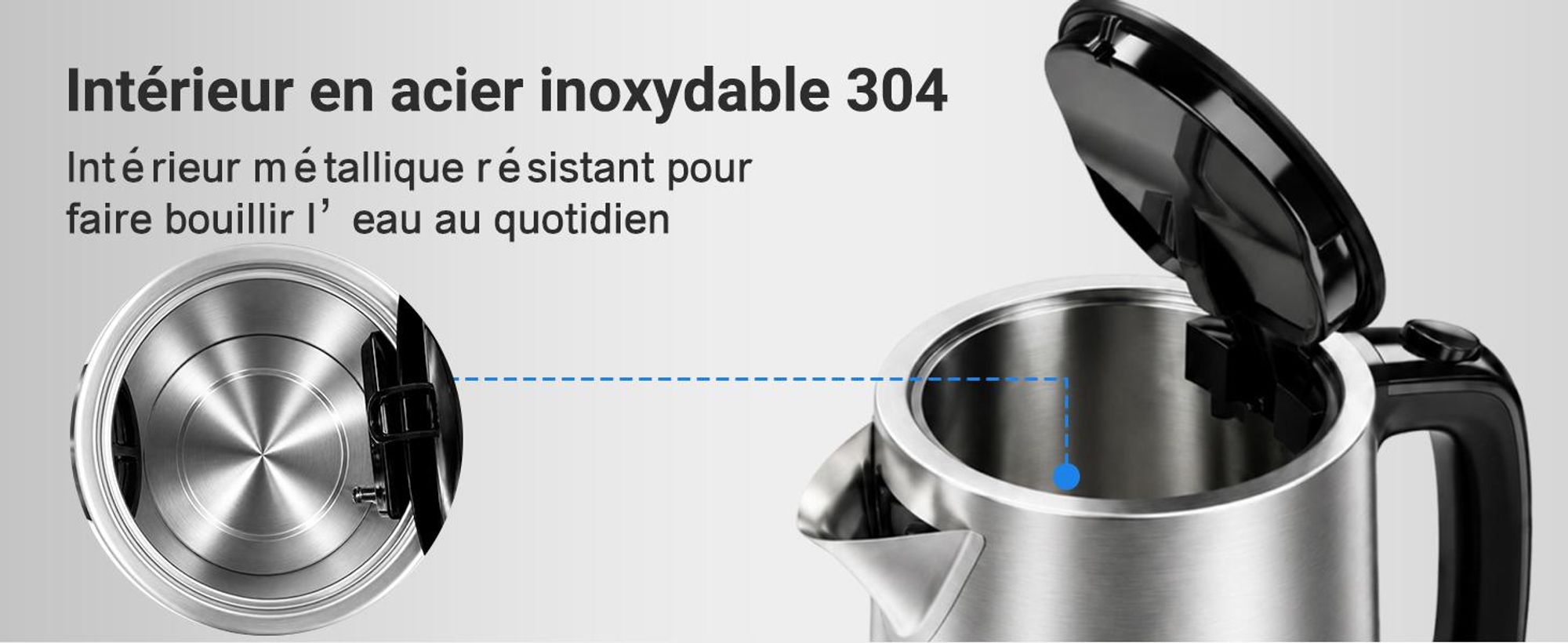 YASHE Wasserkocher Edelstahl 1,7L 2200W Mit Kalkfilter