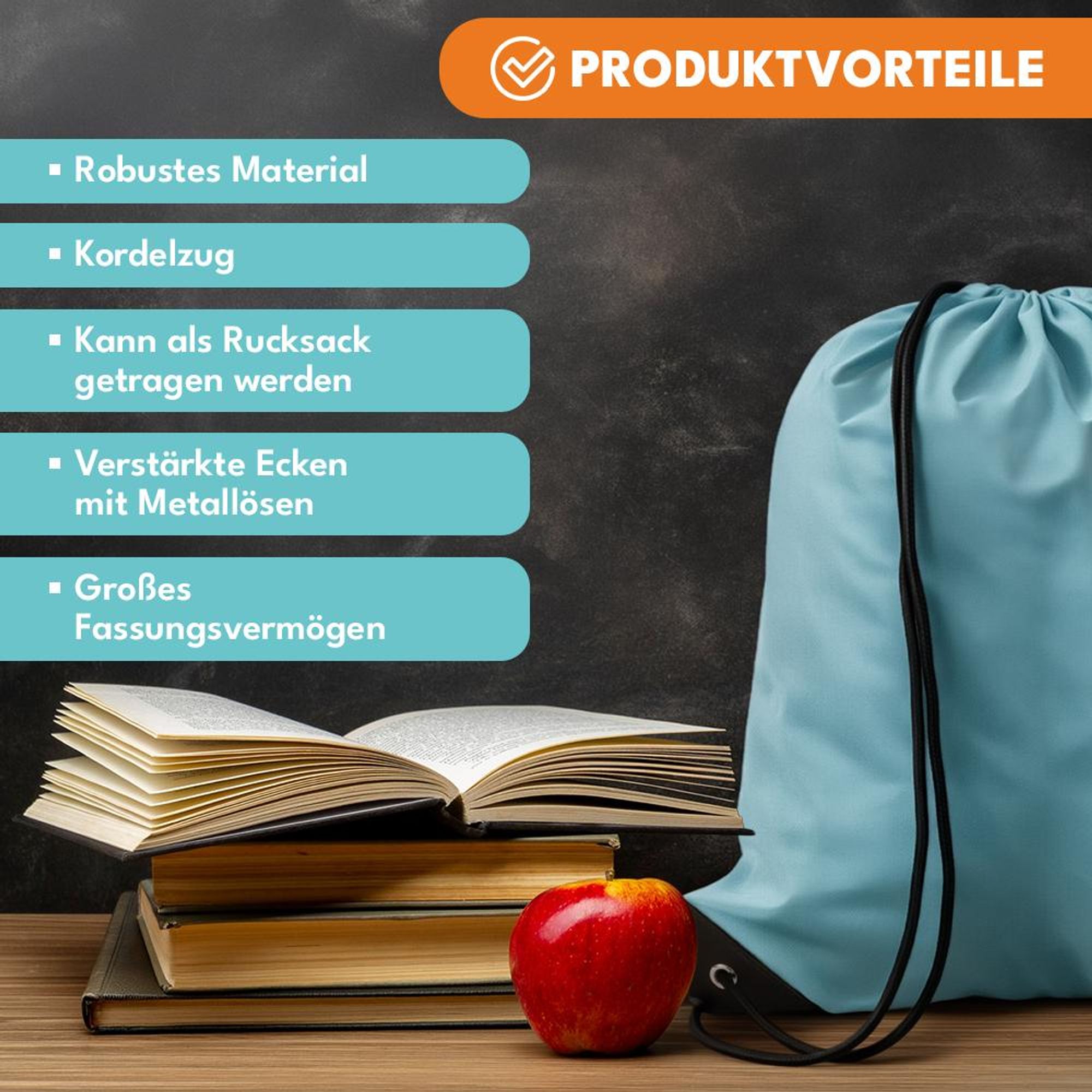 KRUMAD Schuhbeutel Reise mit Kordelzug, Leichter Stoffbeutel für Reise & Schule, Koffer Organizer für Schuhe, Hellblau 34 x 43,5 cm