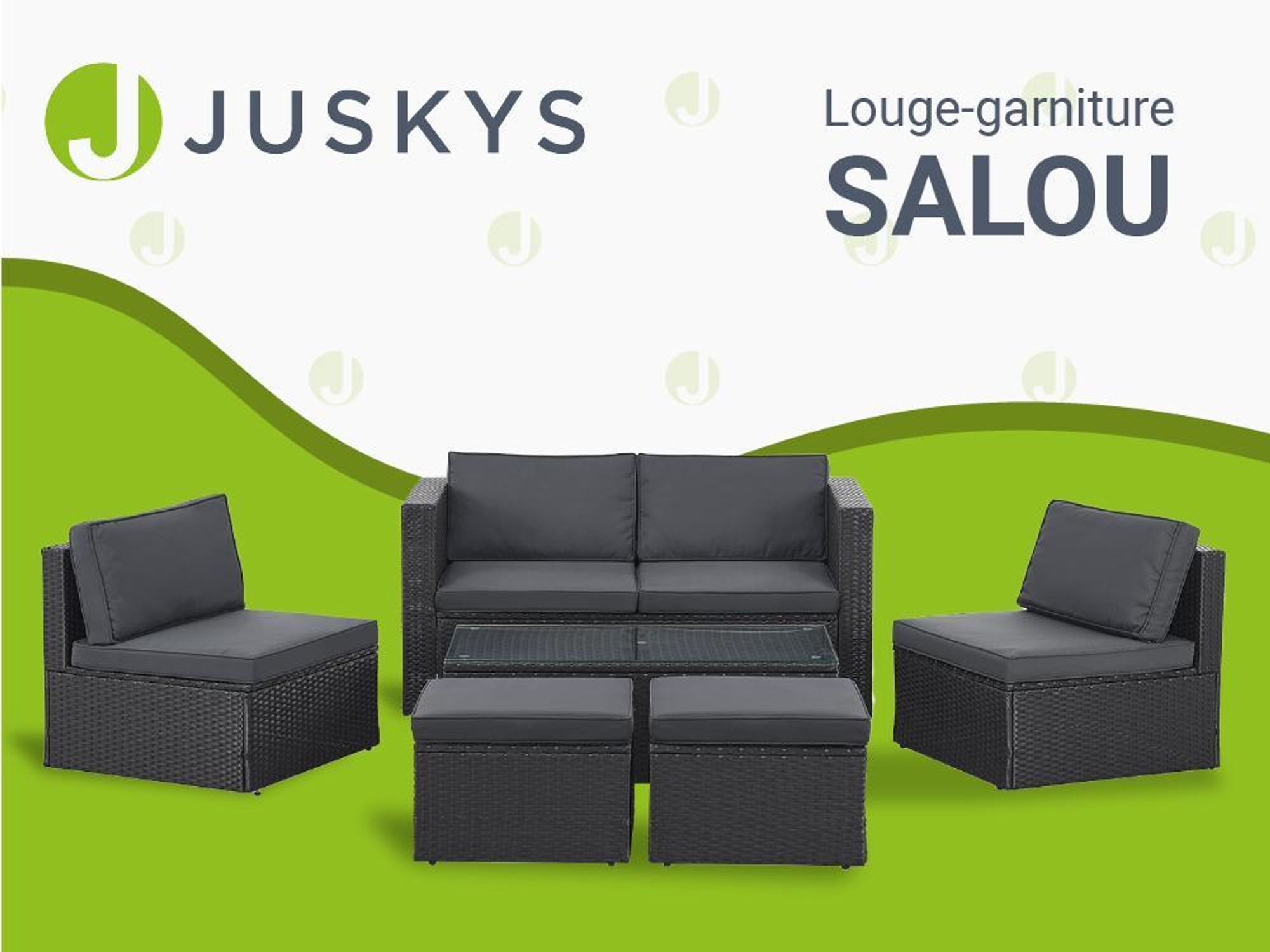 Juskys Polyrattan Gartenmöbel Set Salou inkl. Abdeckung - Lounge für 6 Personen, wetterfest - Schwarz