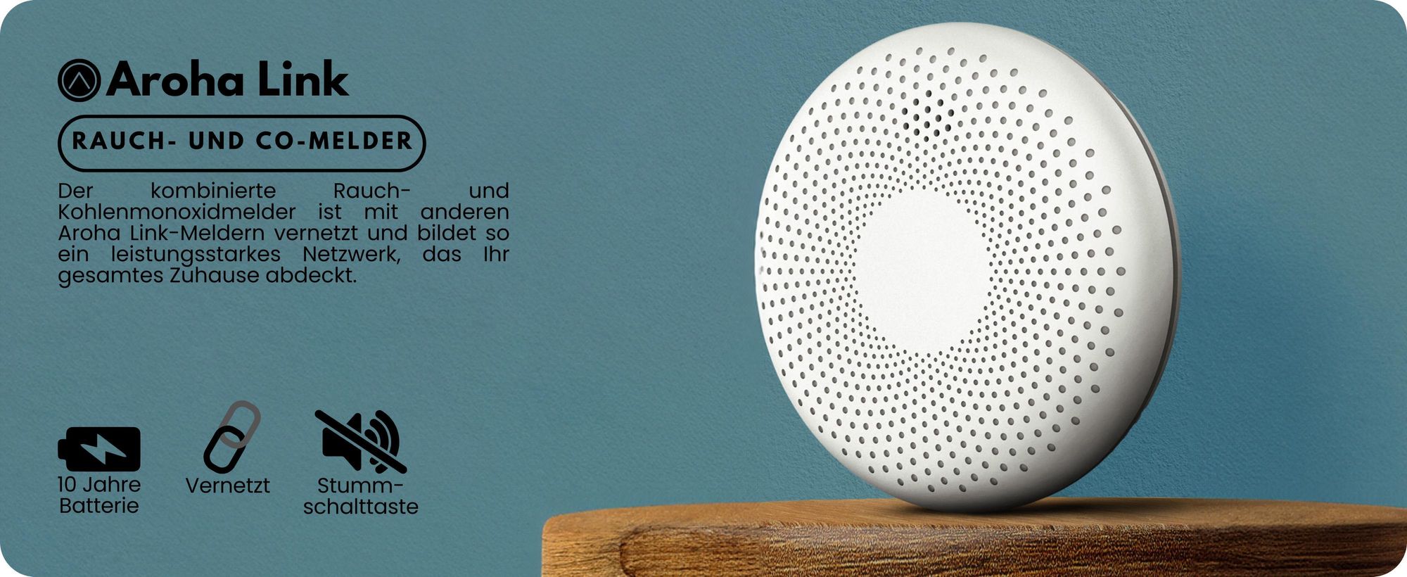 Aroha Link Kombination Rauchmelder und Kohlenmonoxid CO-Melder WLAN - 10 Jahre Batterie - 3 set