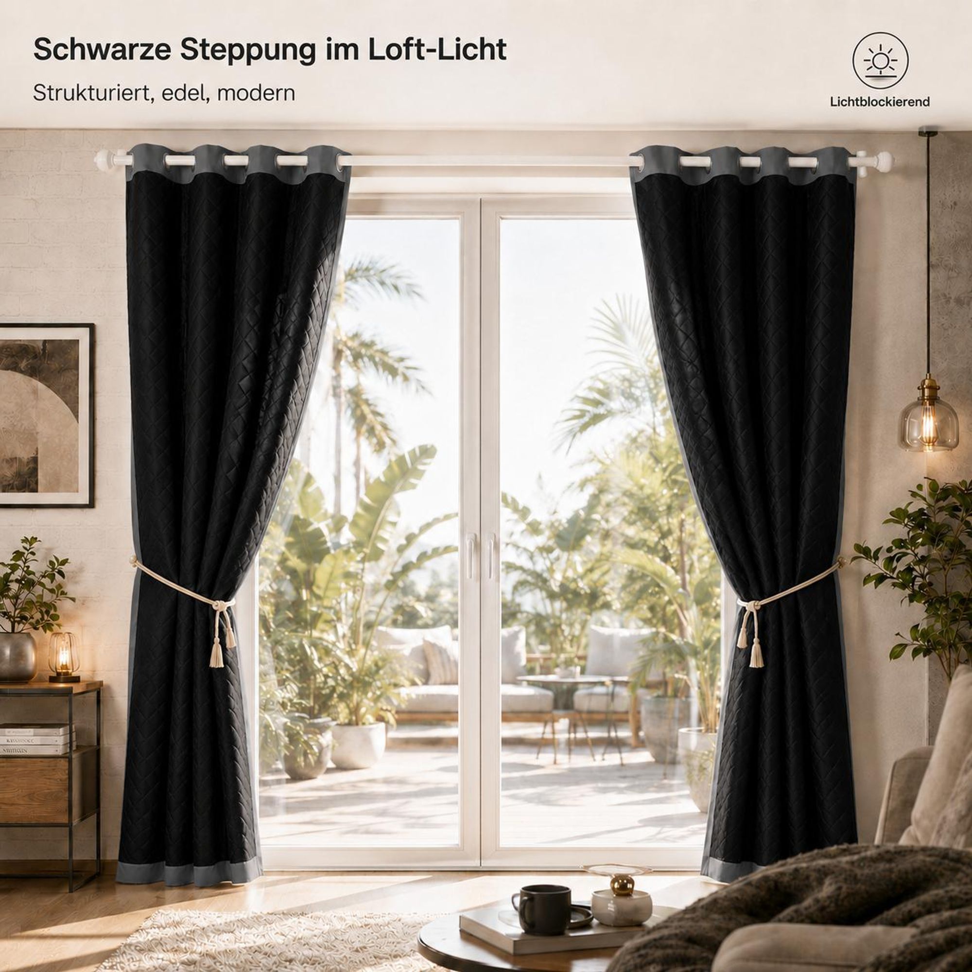 1x Outdoor Thermovorhang gegen Kälte und Hitze – Türvorhang, wasserdicht, Verdunkelungsvorhang mit Ösen für Garten Terrasse, Fenstervorhang, 132x274cm