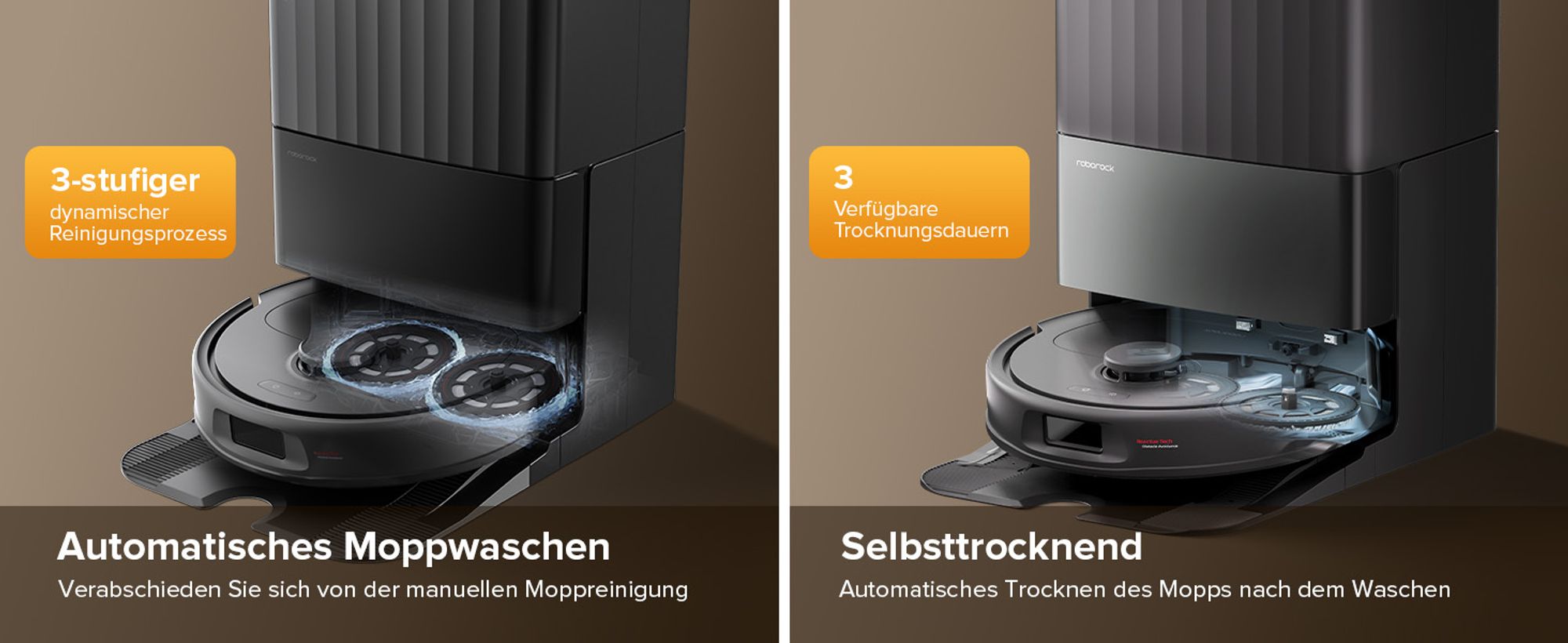 Roborock QV 35S Staubsauger Roboter, 10.000Pa Saugroboter (Upgrade von Qrevo Plus), Anti-Tangle-Bürsten, Anhebbare Schleudermopps (Schwarz)