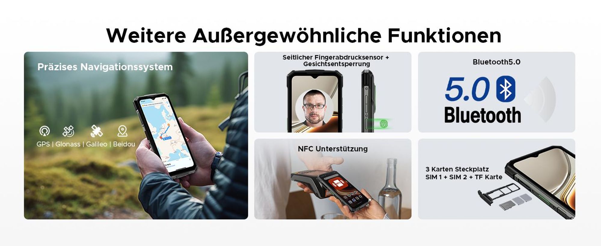 DOOGEE Fire 5 Pro Outdoor Smartphone Handy, Android 15, 4G, IP68/IP69K, 6,6" 90Hz, 13000mAh, 18W, 20+128GB, 13MP, NFC, Fingerabdruck, ohne Vertrag