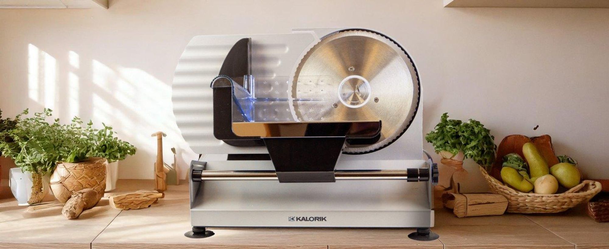 METALL-AUFSCHNITTMASCHINE MIT ZWEI AUSTAUSCHBAREN KLINGEN Silber 220W Schnittstärkeregulierung KALORIK