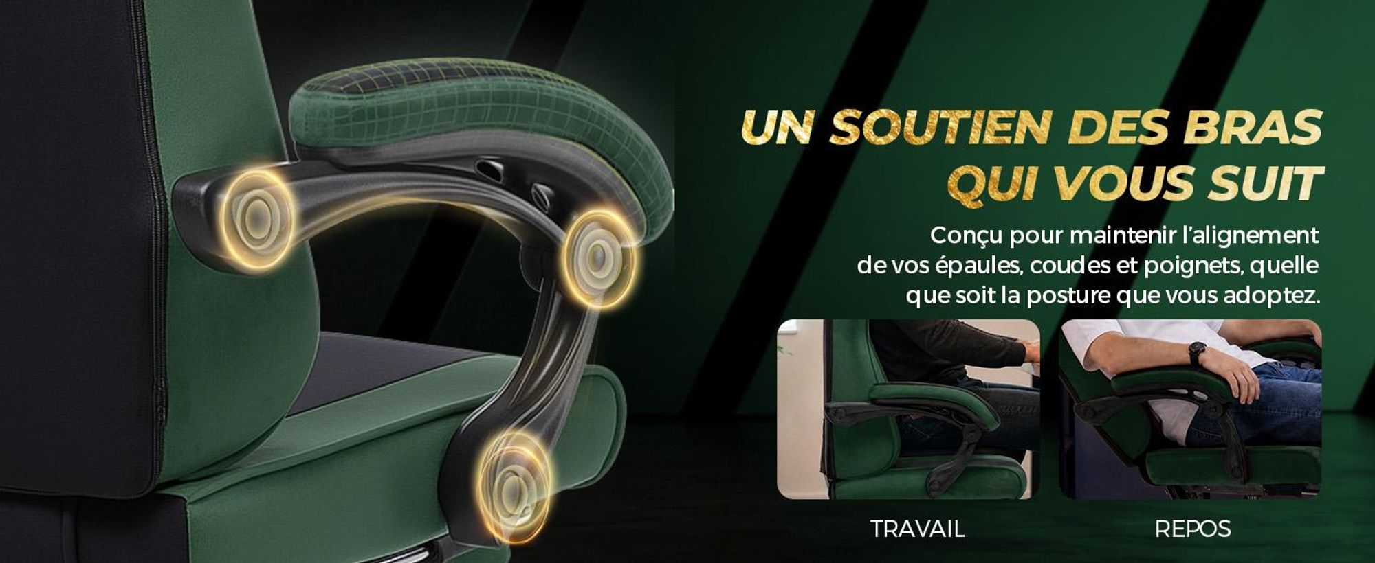 Chaise de gaming GTPLAYER, ergonomique, avec revêtement en tissu, coussin de siège à ressort, accoudoirs réglables et repose-pieds, capacité de poids de 150 kg, couleur : gris