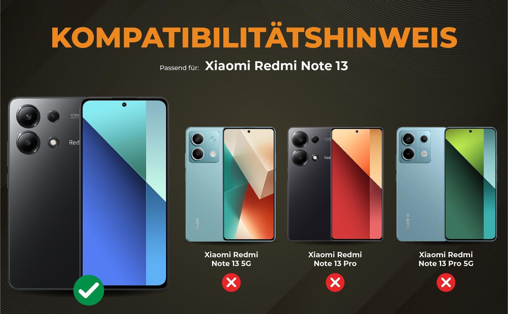 Kompatibilitätshinweise Hülle für Xiaomi Redmi Note 13