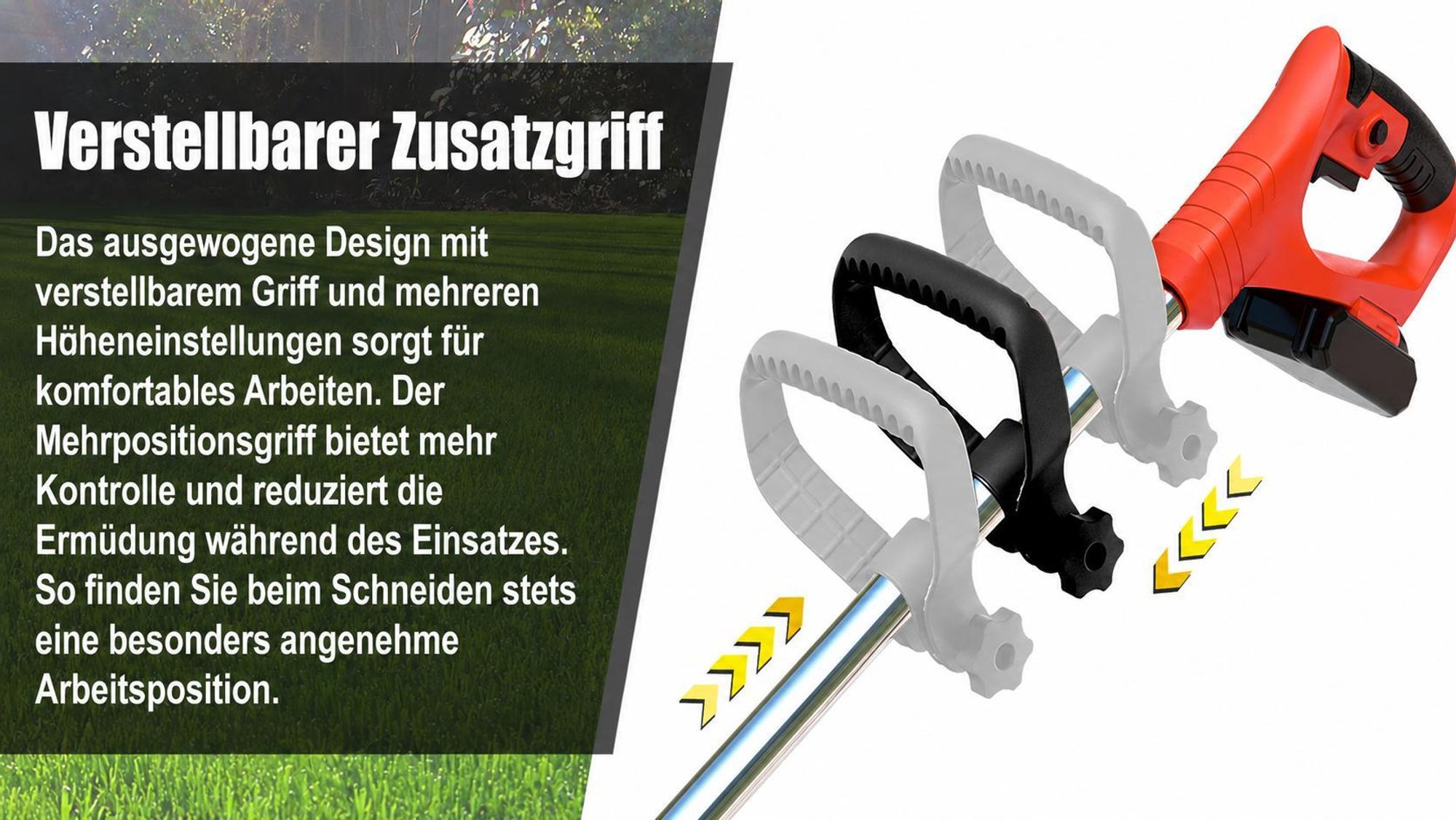 21V Akku Rasentrimmer mit 2 Akkus & Ladegerät, Teleskopstiel, Gras Trimmer Elektrisch für Garten