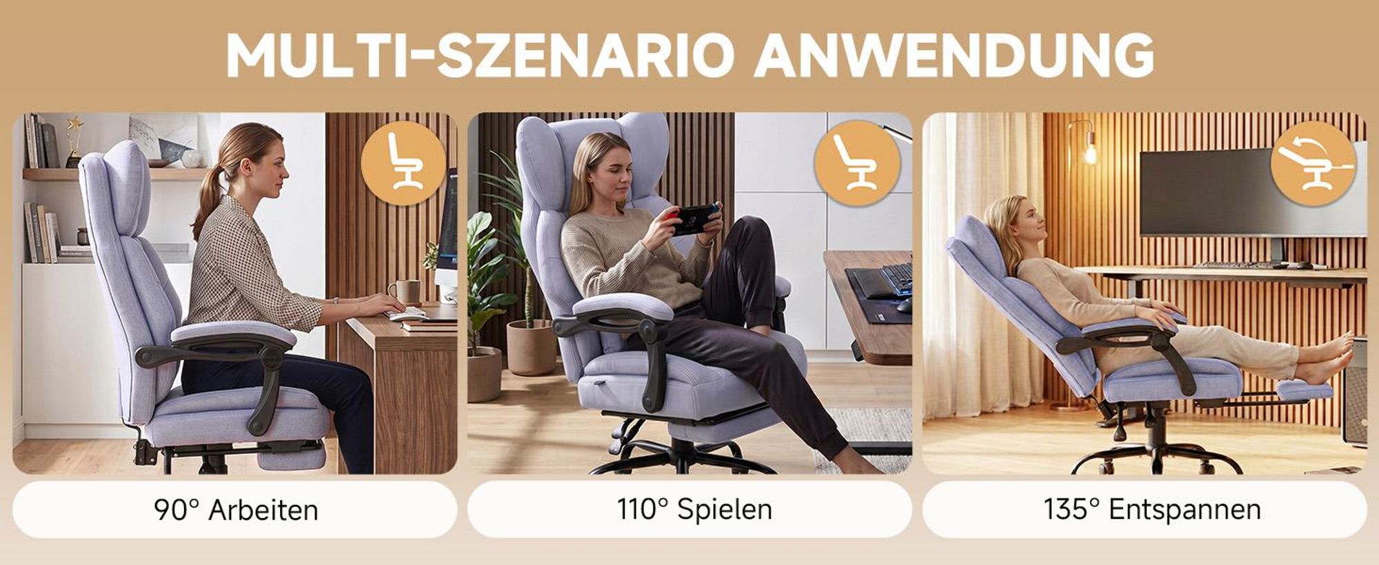 GTPLAYER Gaming Stuhl, Ergonomischer Bürostuhl mit Fußstütze und Lendenstütze, Hochlehner Chefsessel für Große, breiter Computersessel, Höhenverstellb