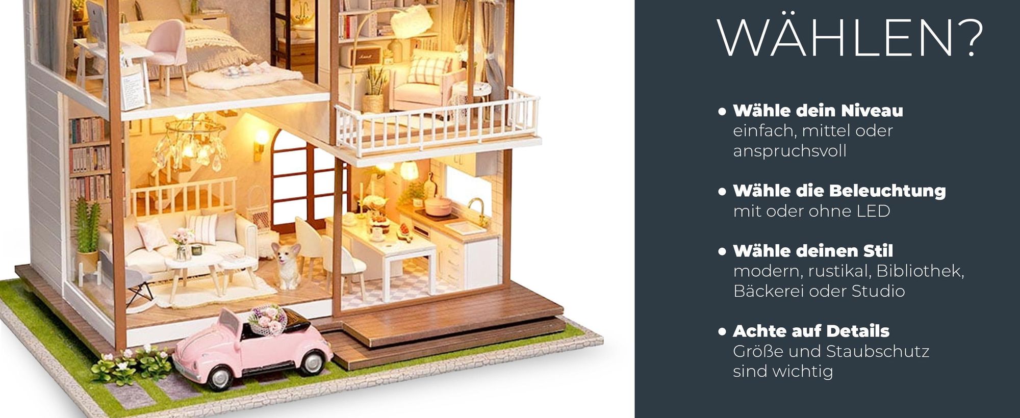 Miniaturhaus, Habarri, Puppenhaus, DIY Miniaturhaus, Holzhaus mit Möbeln, Geschenk