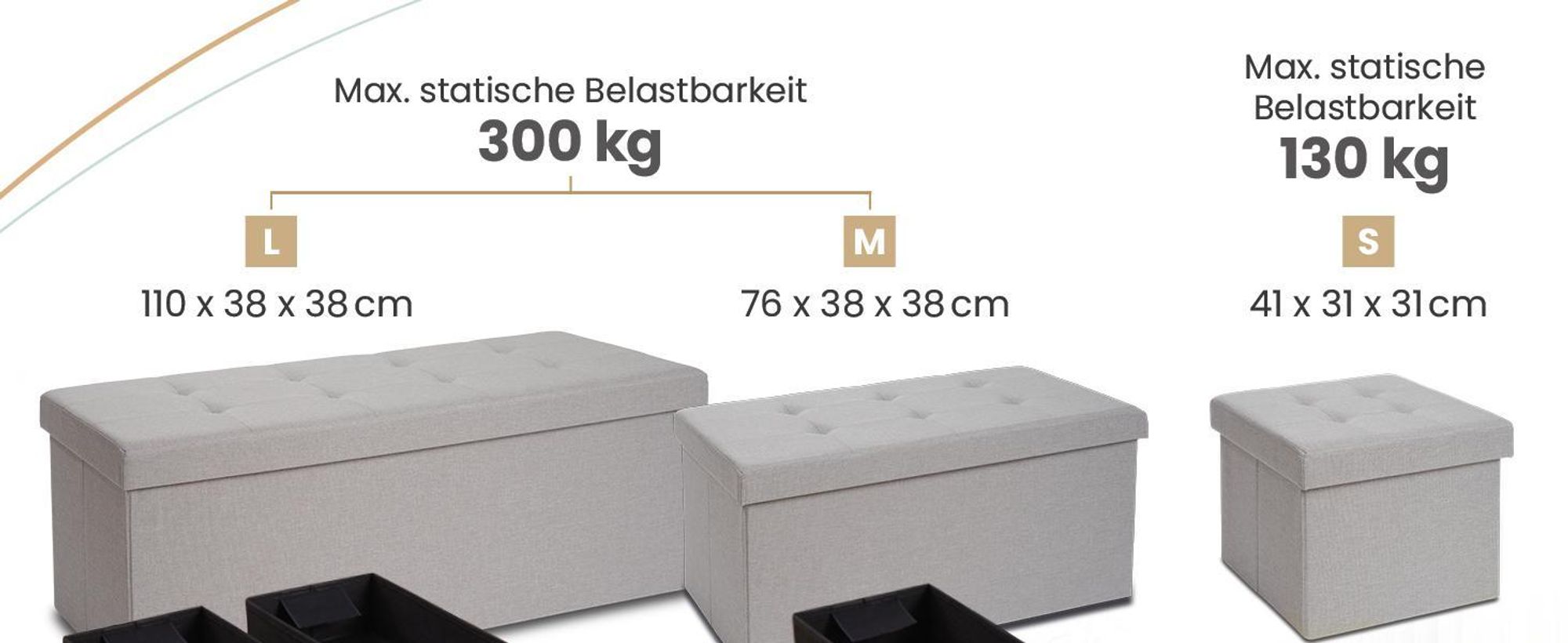 Blumtal Sitzbank mit Stauraum + 2 extra Boxen - Truhenbank mit Stauraum 110x38x38 cm - Sitztruhe mit Stauraum Türkis