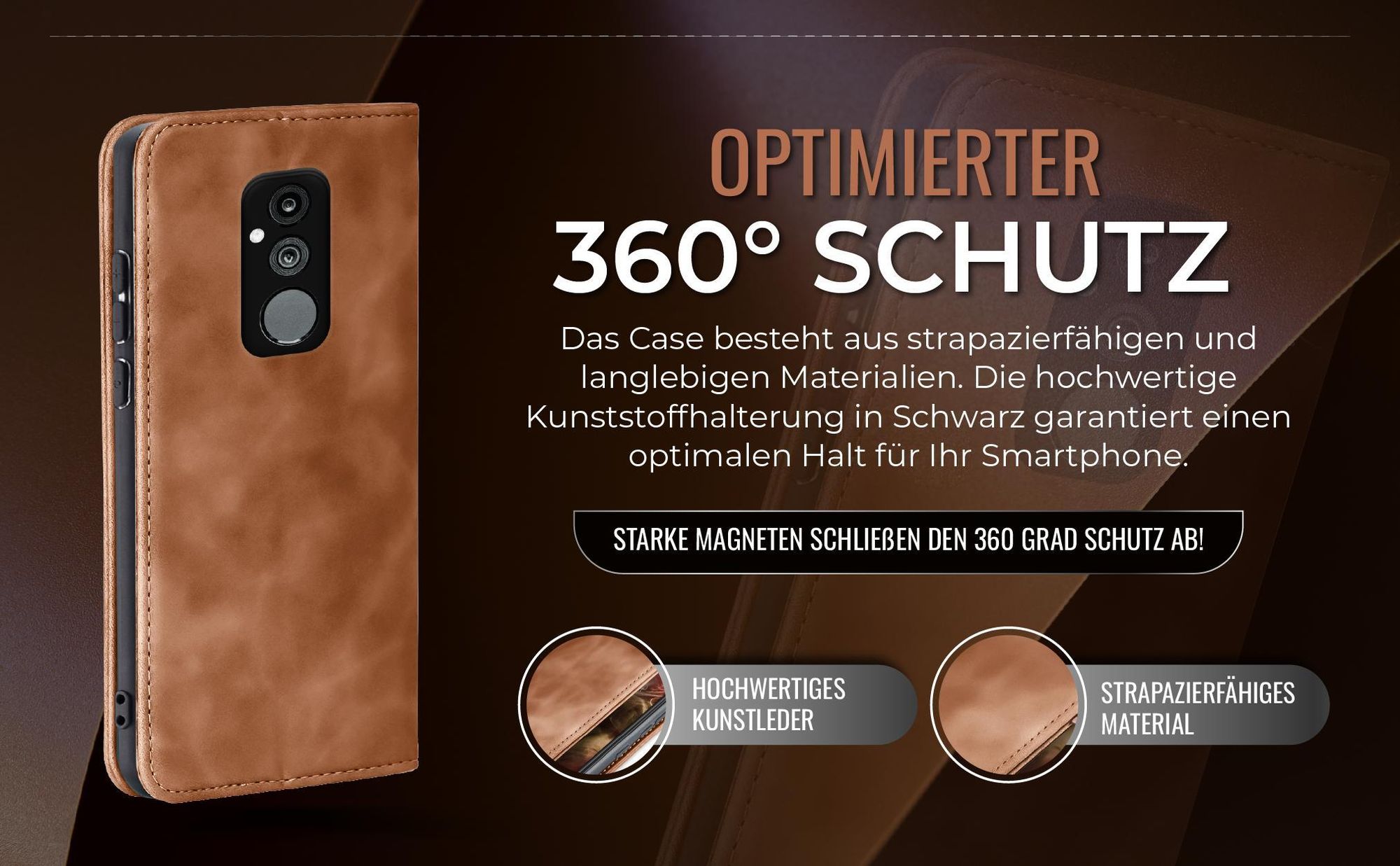 Hellbraune Handyhülle für Huawei Mate 20 Lite mit 360 Grad Schutz