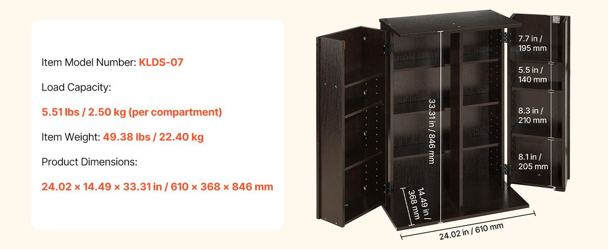 VEVOR Medienregal, 4-Ebenen DVD-Regal, 610x368x846 mm Medienschrank, Multimedia-Aufbewahrung für CDs, DVDs, Bücher, Spiele, CD-Regal für Wohnzimmer, Homeoffice, Aufnahmeraum, Braun