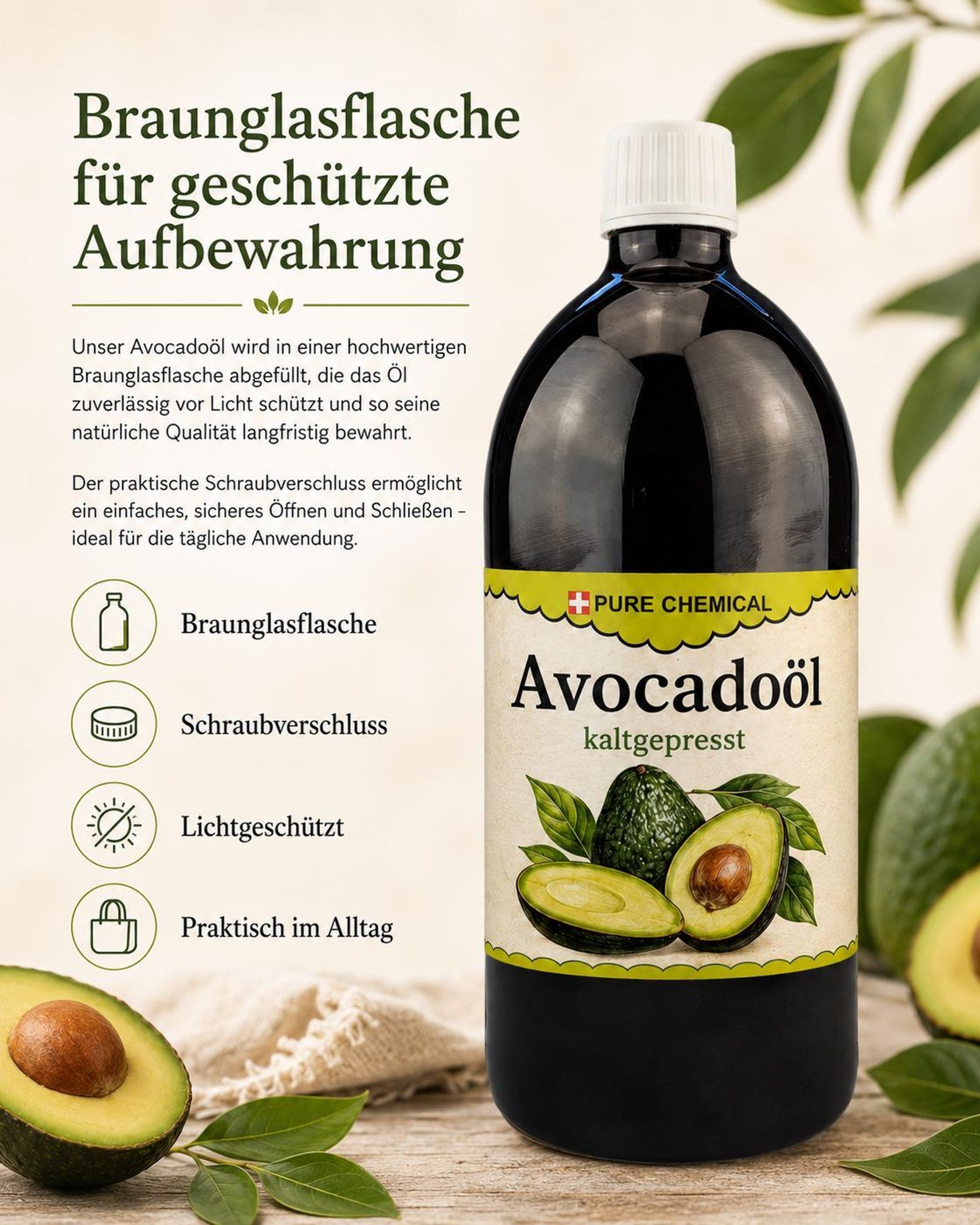 PURE CHEMICAL | Avocadoöl 100%, , 0,5L