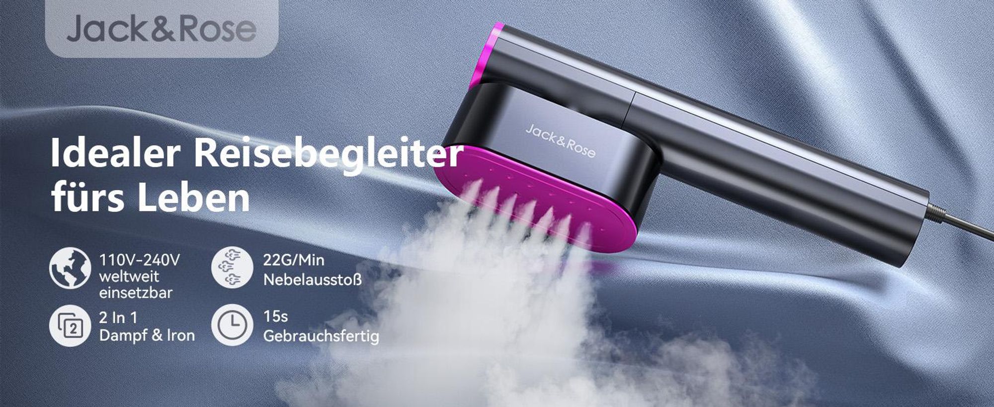 Reise-Dampfbügeleisen KALO 2-in-1 Dampfglätter für Global, 1000W Steamer
