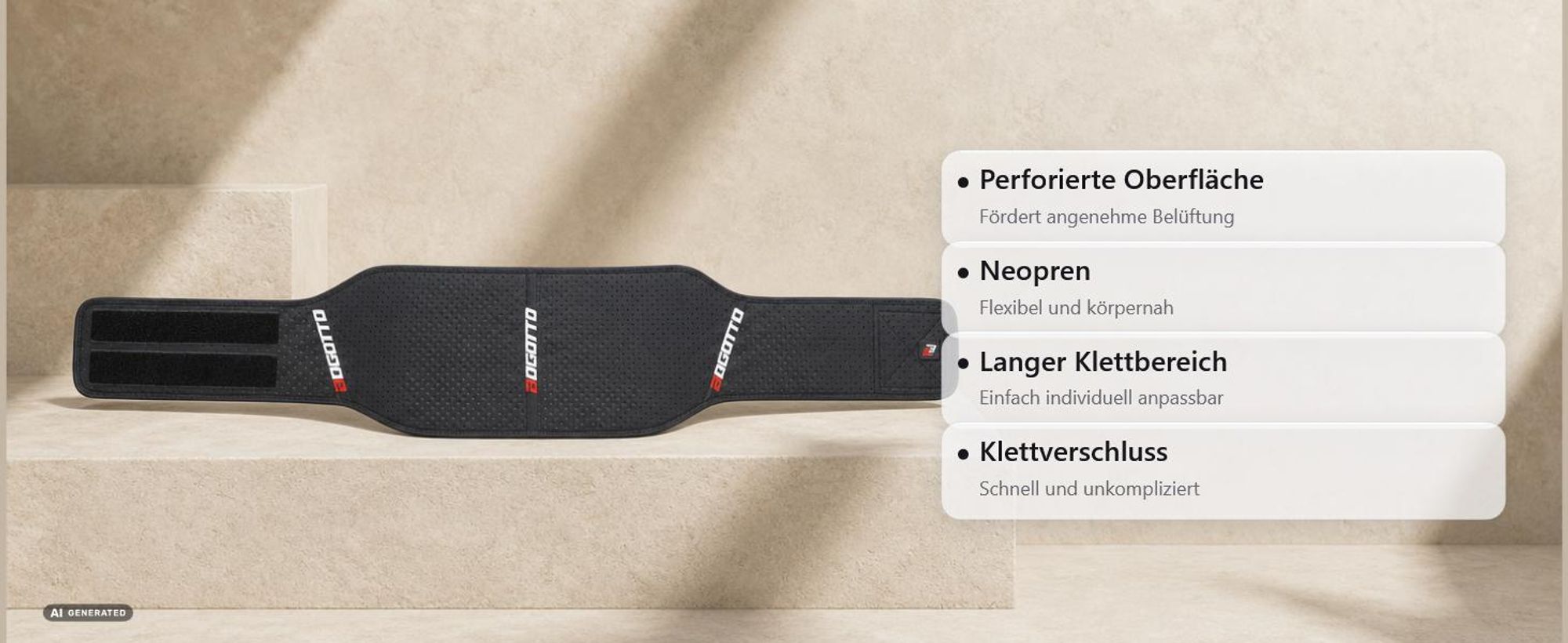 Bogotto BGX-Air perforierter Neopren Nierengurt, schwarz, L